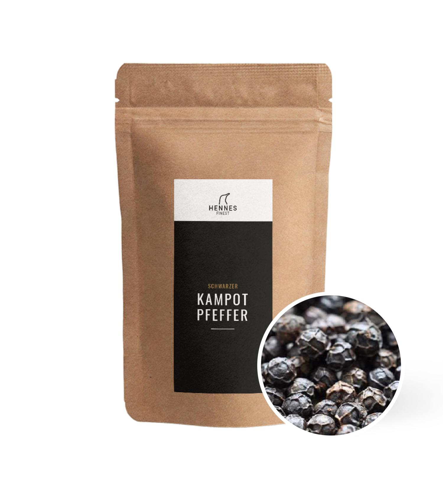 Hennes Finest Kampot Black Pepper - 250g Coarse Whole Peppercorns for Mills | Premium Quality Black Pepper - Buy Online on GoSupps.com