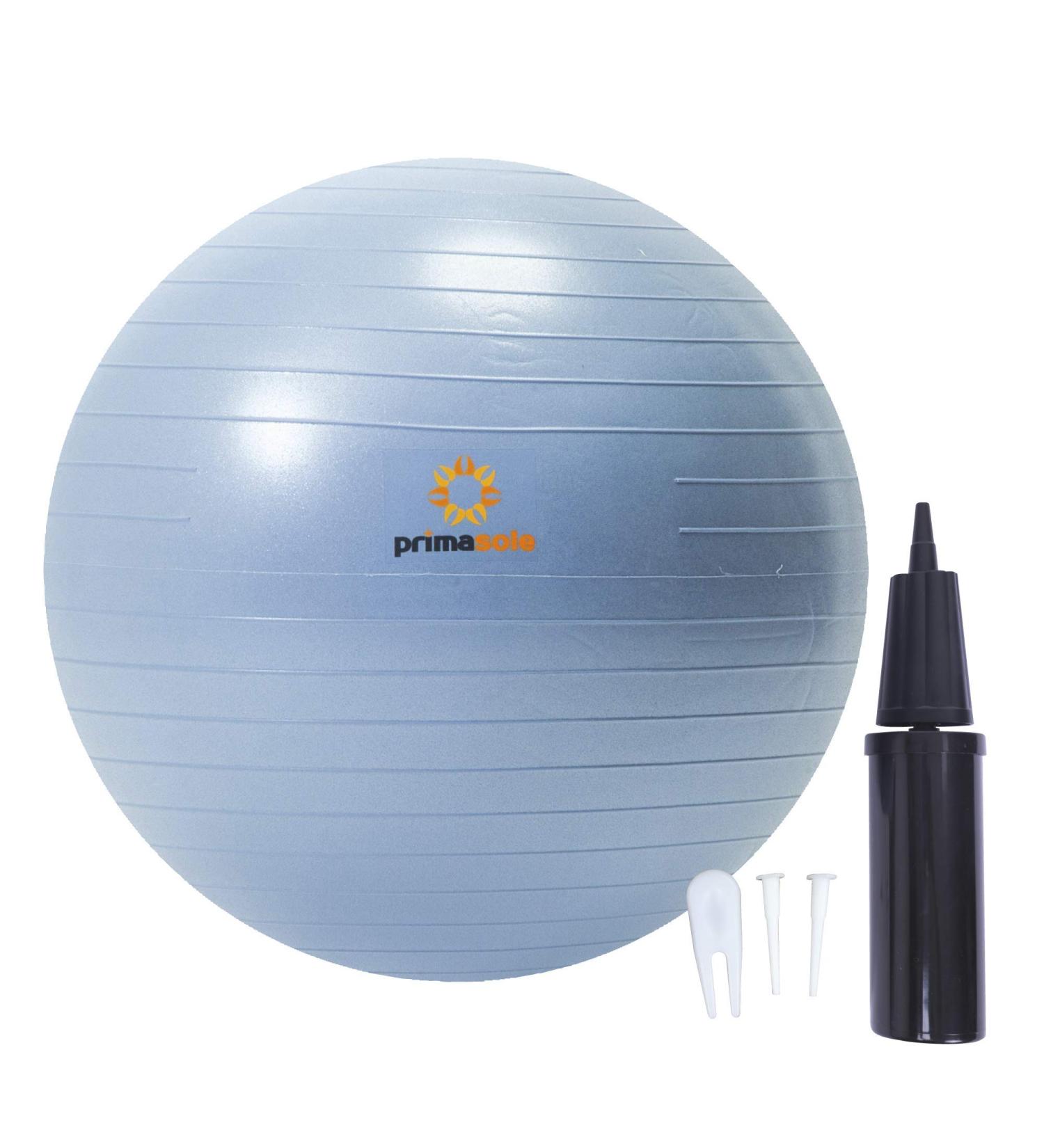 Primasole 25.6 Exercise Ball for Balance Stability | Yoga, Pilates, Fitness | Pale Gray w/ Inflator Pump | Home, Office, Gym - Buy Online on GoSupps.com