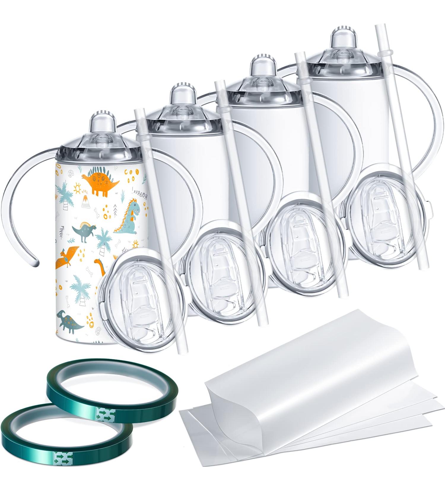 Potchen 4 Sets 12 oz Sublimation Blanks Sippy Cup Kids Sublimation Tumblers with Handles Insulated Stainless Steel Sippy Cup with Lids and Straws  2 Heat Tape  4 Sublimation Coating for Water Milk - Buy Online on GoSupps.com