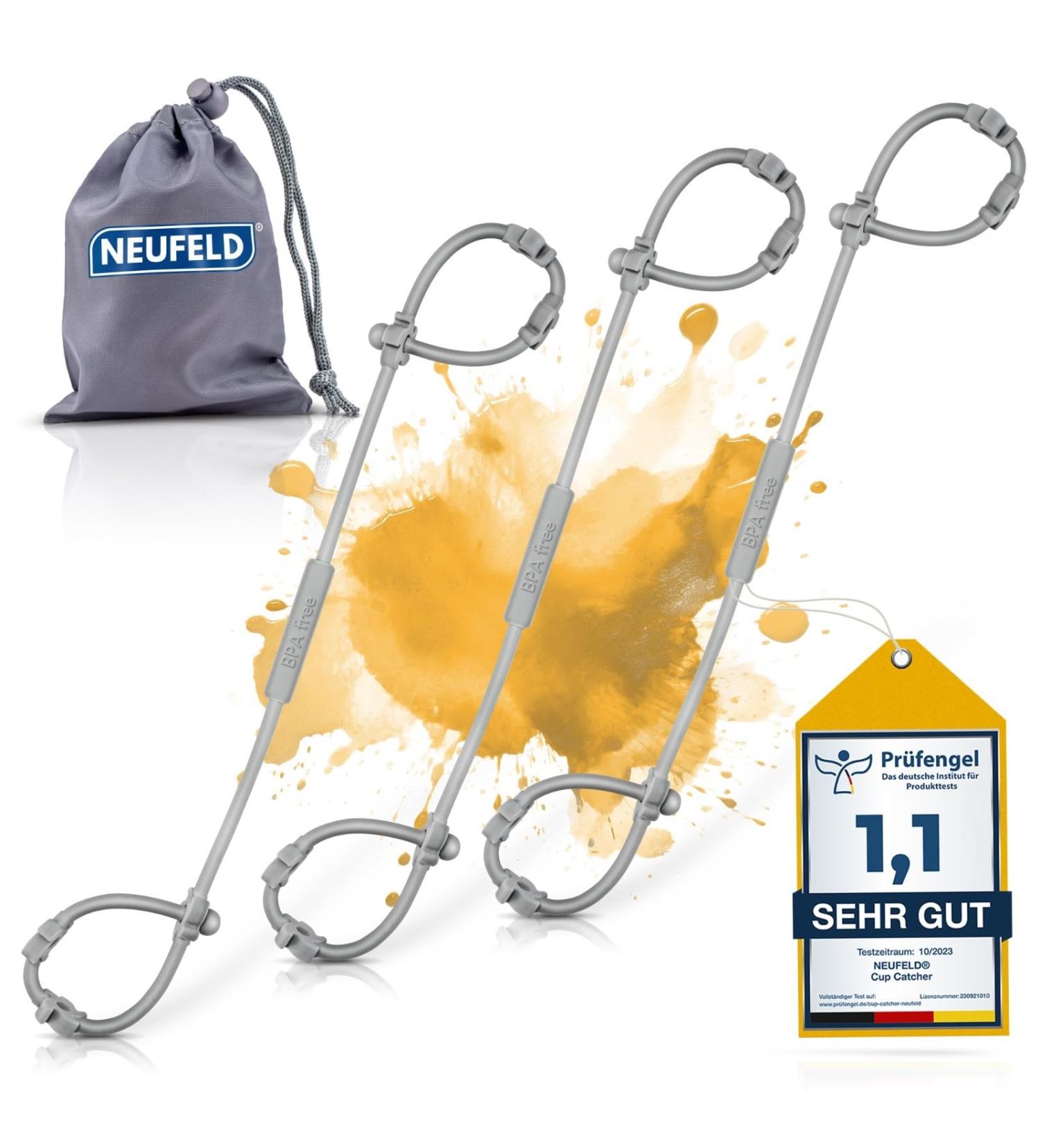 Buy Neufeld 3x Pacifier Chain | Cup Catcher Baby Toy | Free Pocket & eBook | Safe Buggy Accessory in Gray - International Shipping Available - Buy Online on GoSupps.com