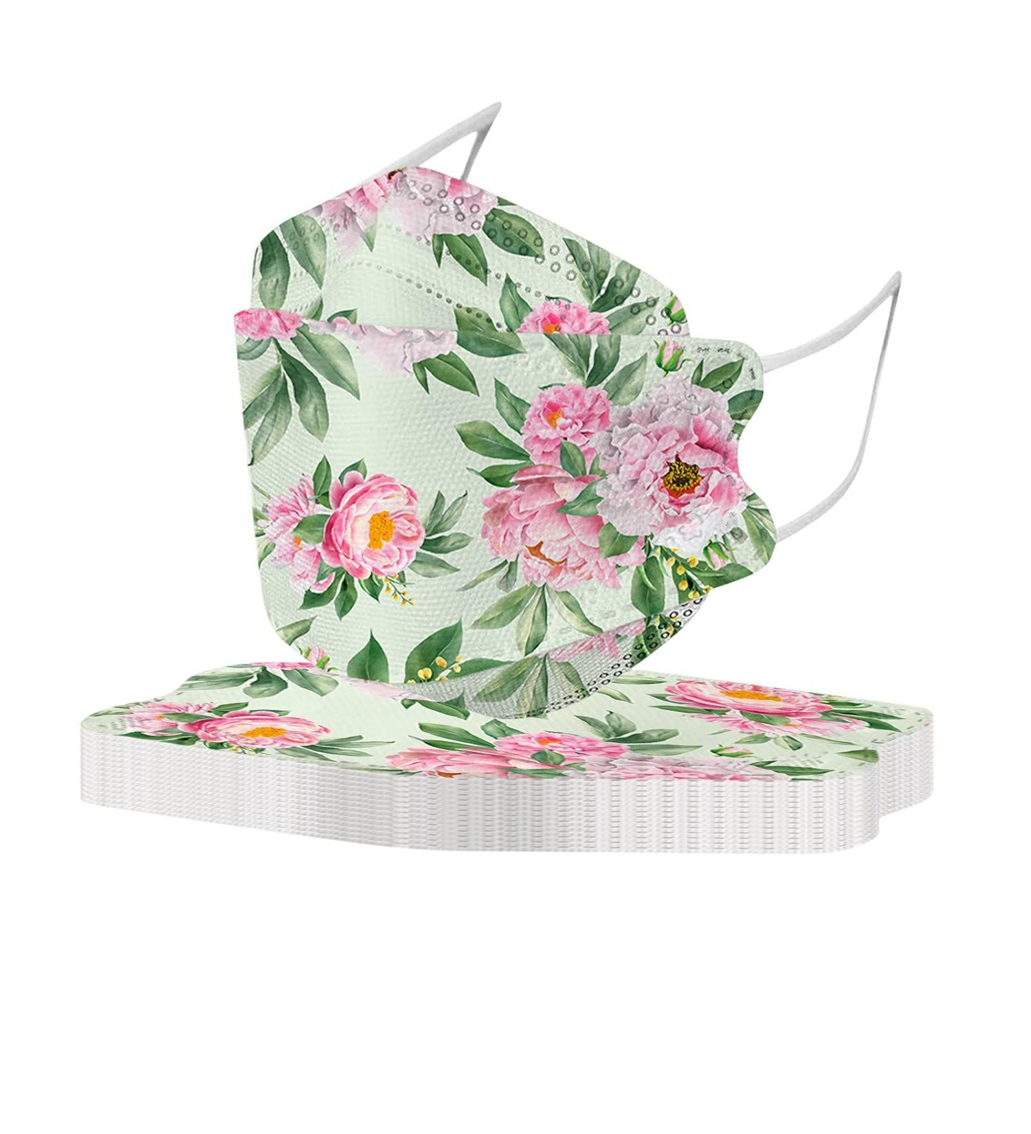 JINGYUA 10-Pack Floral Adult Face Masks - 4-Ply Comfort & Protection for Men & Women - Buy Online on GoSupps.com