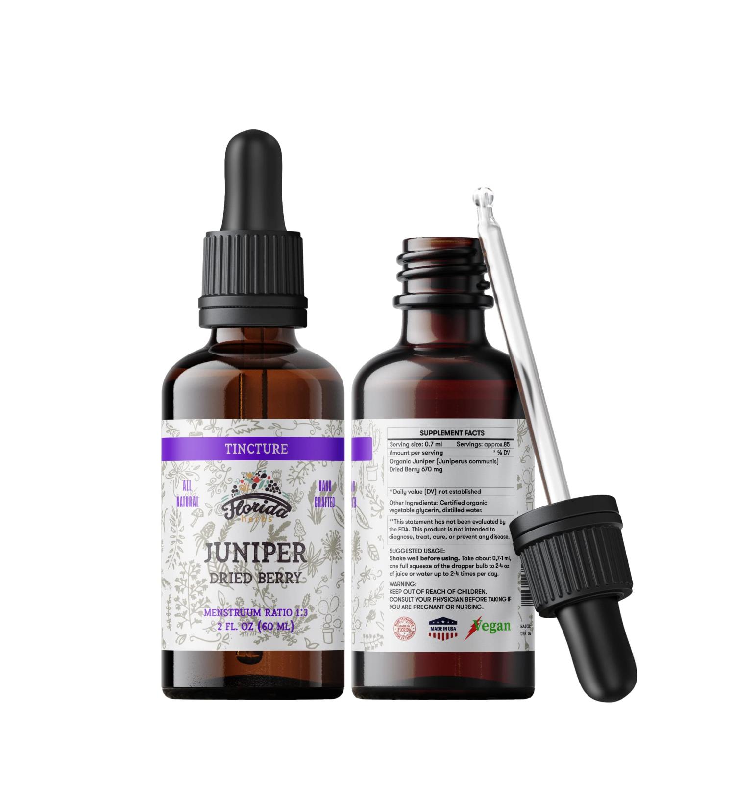 Organic Juniper Berry Tincture - Alcohol-Free Juniper Extract - 2 oz - Non-GMO & Cold-Pressed - Buy Online on GoSupps.com