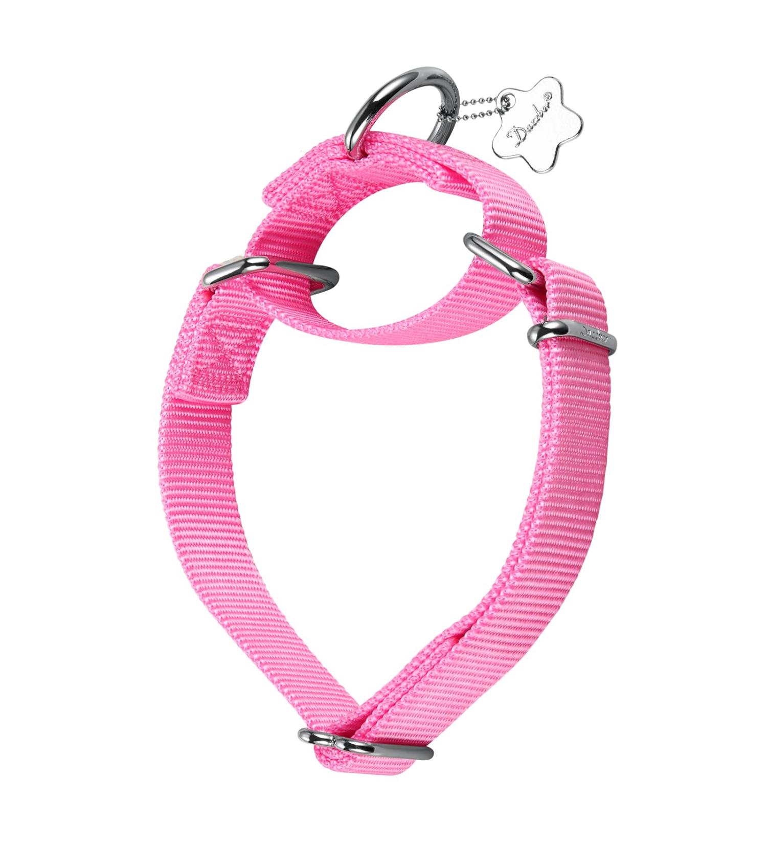 Dazzber Martingale Dog Collar - Large Adjustable Durable Nylon in Hot Pink - 1 Inch Wide Strong & Hard-Wearing - Buy Online on GoSupps.com