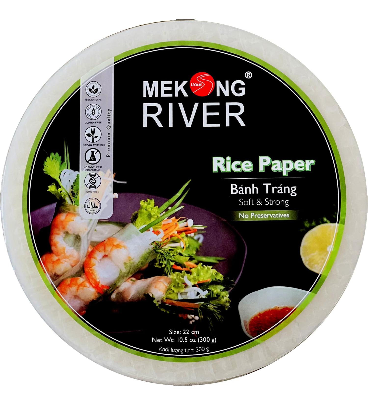 Lyan Mekong River Vietnamese Rice Paper Round 22cm - 300g | Gluten-Free, Vegan, Halal | 100% Natural - Buy Online on GoSupps.com