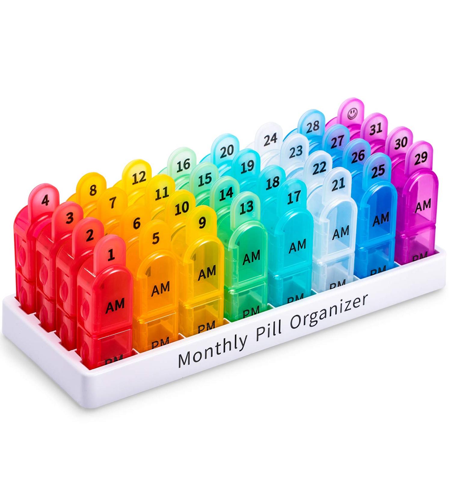 Monthly 2x a Day Pill Organizer - AM PM Large 30 Day Pills Box Case - Buy Online on GoSupps.com