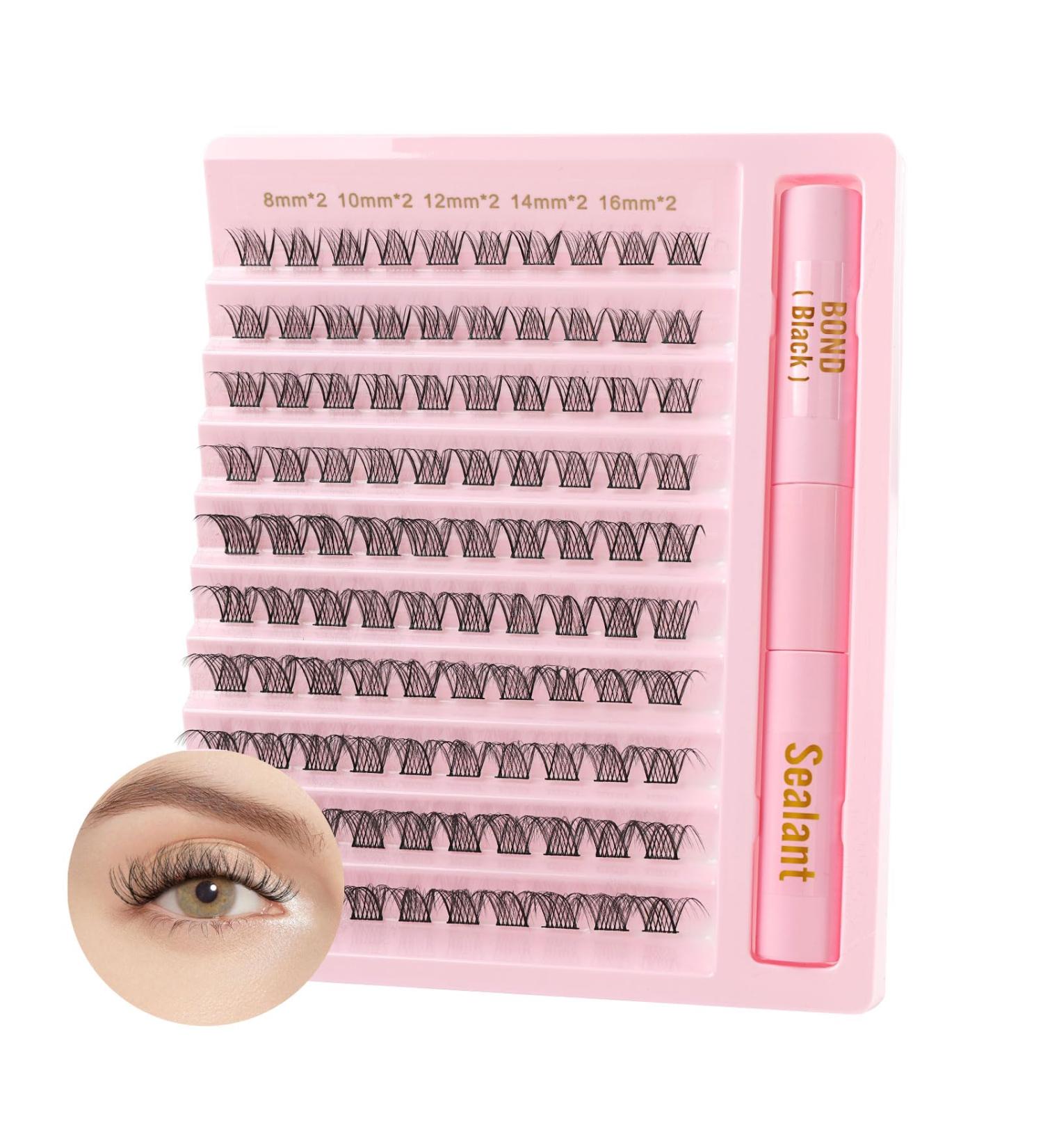 Poiuyoiu Cluster Lashes Kit D Curl | 100Pcs Mixed 8-16mm Individual False Eyelashes | Wispy Extensions with Bond & Seal Glue | Natural Look Reusable Fake Lashes | Ideal for Beginners - Buy Online on GoSupps.com