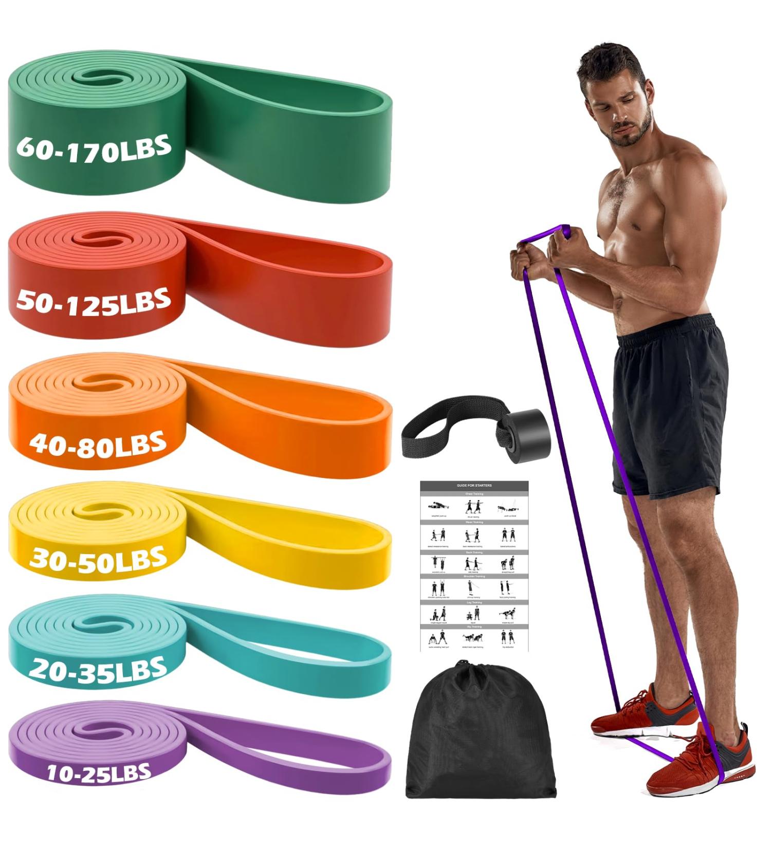 Zacro Pull Up Bands Set - 6 Levels Resistance Bands for Men and Women - Exercise Loop Bands for Home Gym Workout - Includes Door Anchor, Training Poster & Pouch - 6 Pounds Levels - Buy Online on GoSupps.com