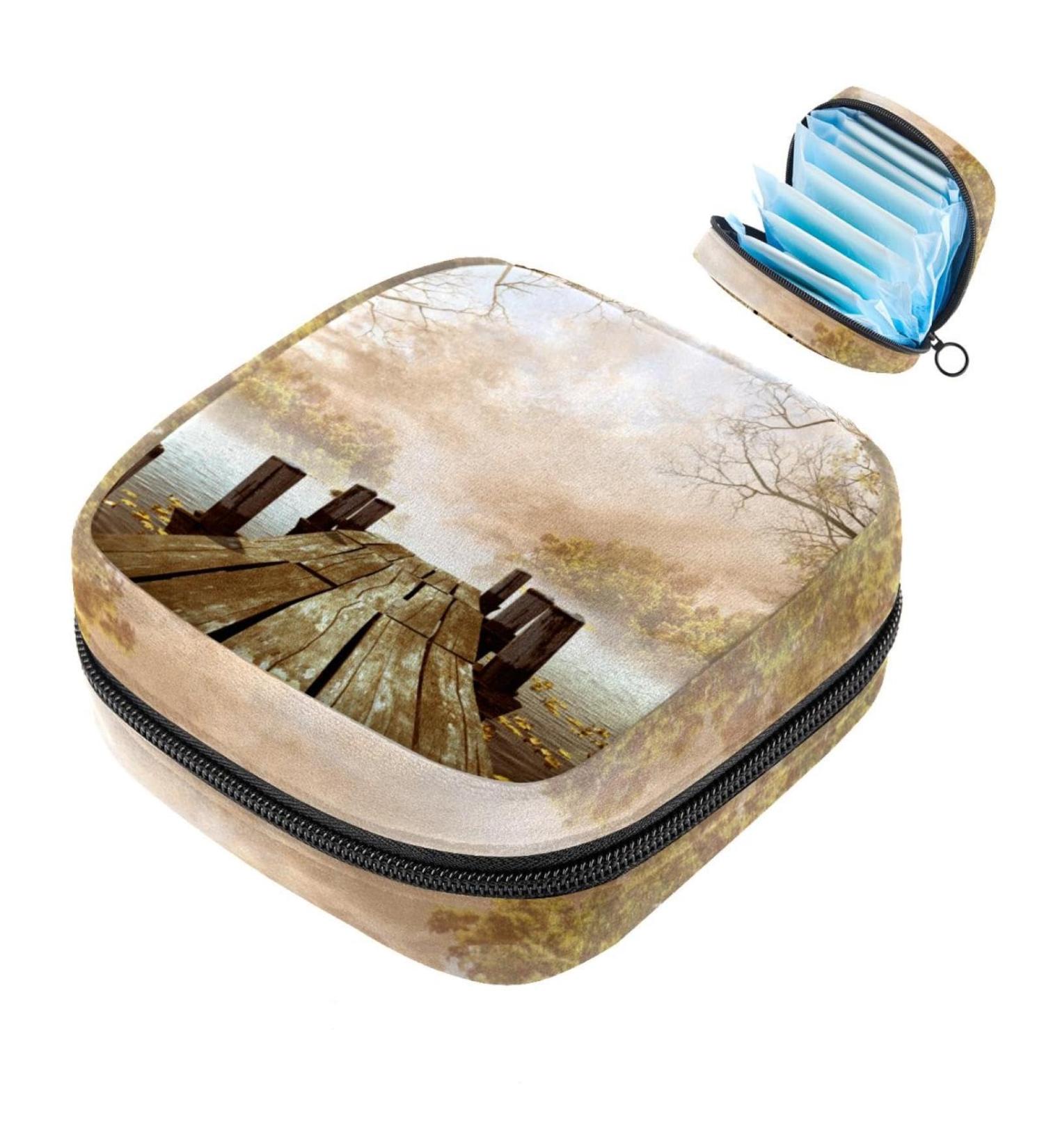 Antique Nature Bridge Lake Womenbinden Storage Pocket | Large Menstrual Cup Zipper Bag - Perfect for Period Inserts Panty Liners & Tampons - Multi-Colored - Buy Online on GoSupps.com