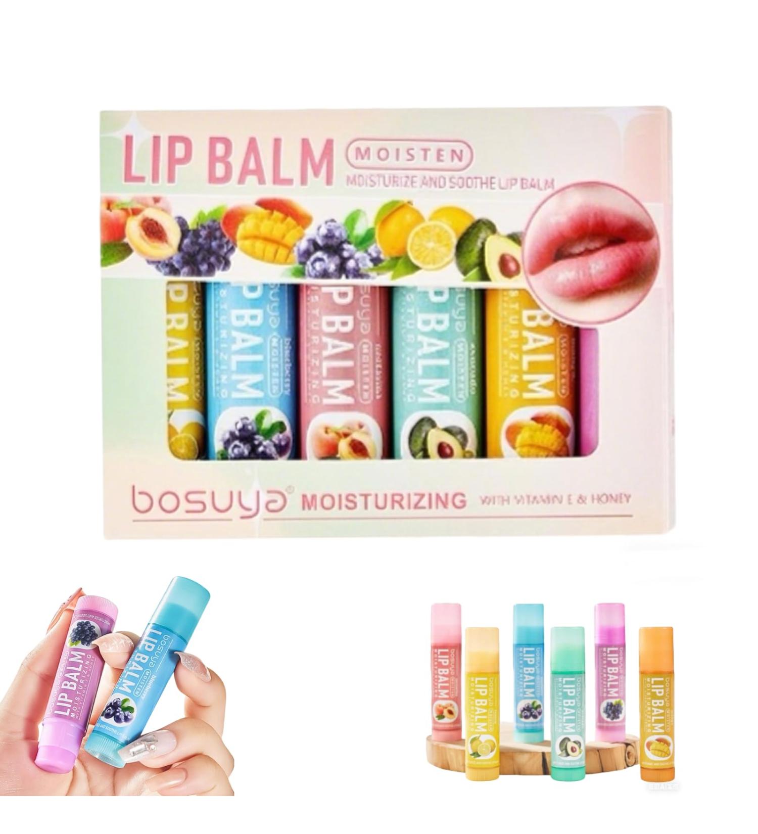 6 Pack Fruit Flent Lip Balm Set for Girls - Moisturizing Hydrating Lip Care Gift Natural Anti-Dry Anti-Crack Gloss for Dry & Chapped Christmas Birthday Gifts for Women Teens - Buy Online on GoSupps.com