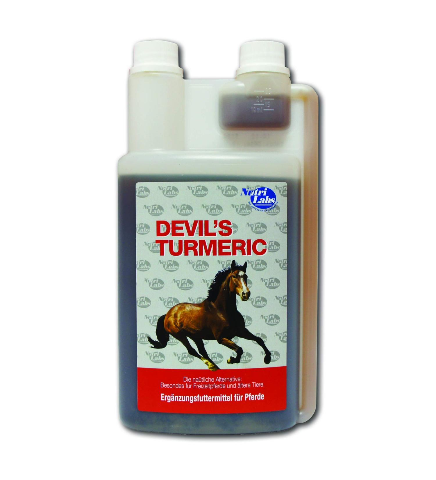 NutriLabs Devil's Turmeric Movement Juice for Horses 1 Liter - With Currine Extract and Devil's Claw - Horse - Horse Food Supplement - Horse Movement - Yellow Root