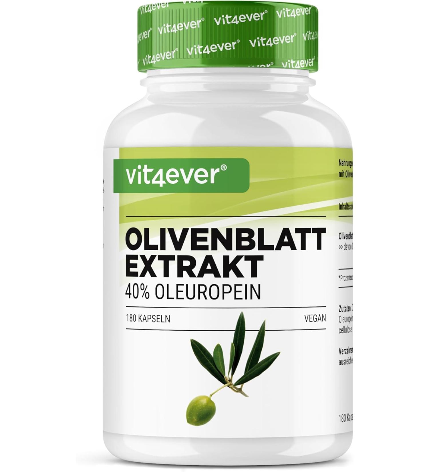 Premium Olive Sheet Extract 180 Capsules - 650mg Each 40% Oleuropein - Vegan High-Dosed Lab Tested Purity - Buy Online on GoSupps.com
