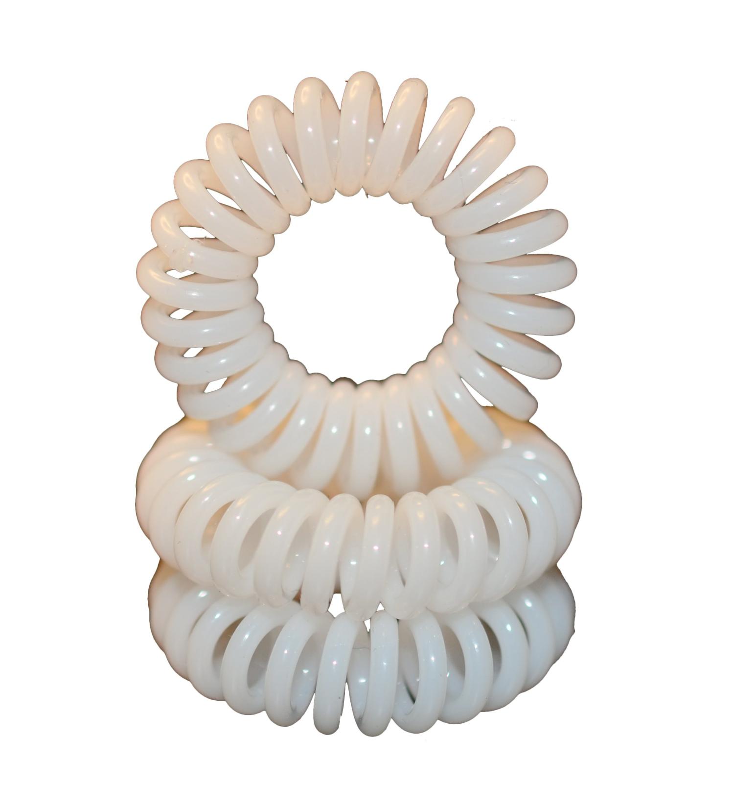 Miya Set of 3 High-Quality White Elastic Telephone Hair Ties | Mini Plastic Spiral Hair Accessory & Bracelet - Buy Online on GoSupps.com