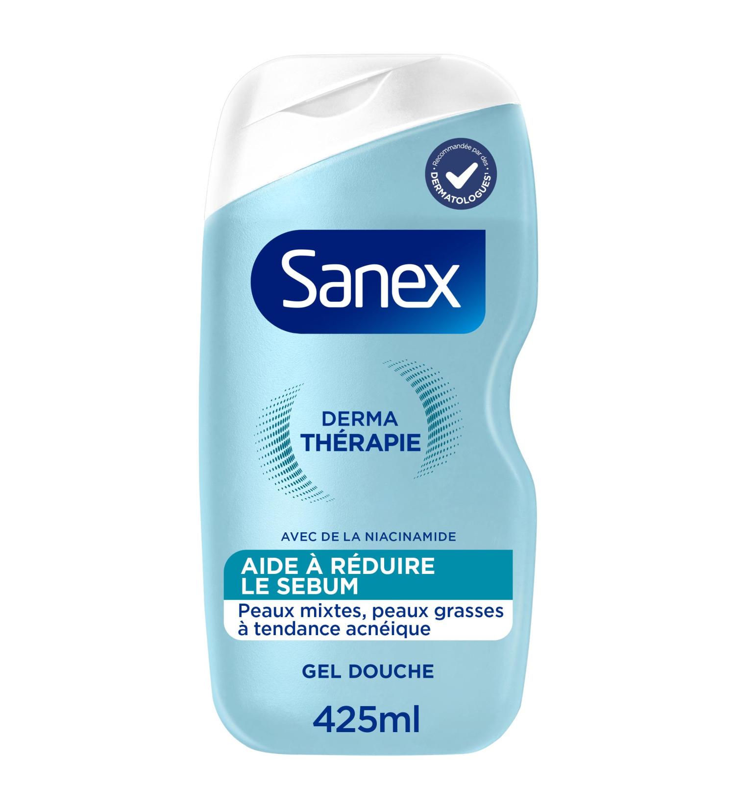  Sanex SANEX - Derma Therapy - Anti-acne shower gel that reduces sebum production - For combination to oily skin - Amino acid and niacinamide complex - Preserves the skin barrier - 425ml - Buy Online on GoSupps.com