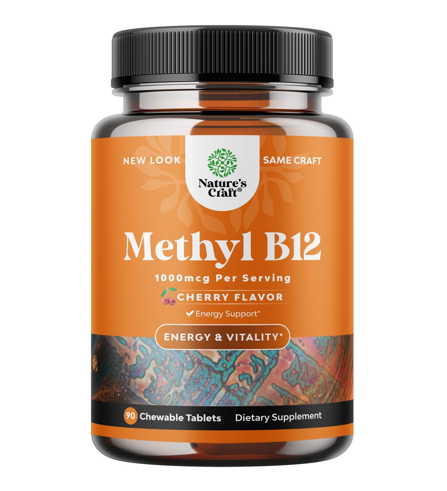 Chewable Vitamin B12 1000mcg - Methylated Vegan Vitamin for Brain Support & Natural Energy - Halal, Bone Health, Eye Care, Mood Boost - Hair, Skin, Nails - Buy Online on GoSupps.com