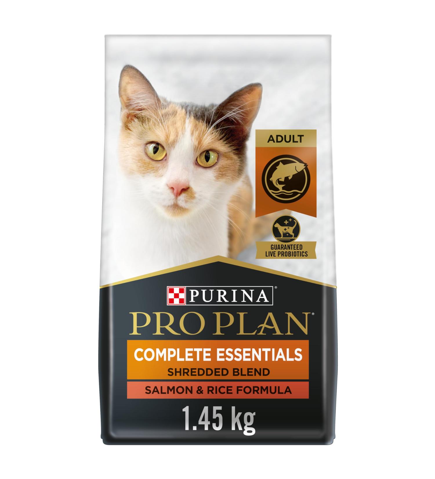 Purina Pro Plan Dry Cat Food Complete Essentials Shredded Blend Salmon & Rice - 1.45 kg Bag (1 Pack) - Buy Online on GoSupps.com