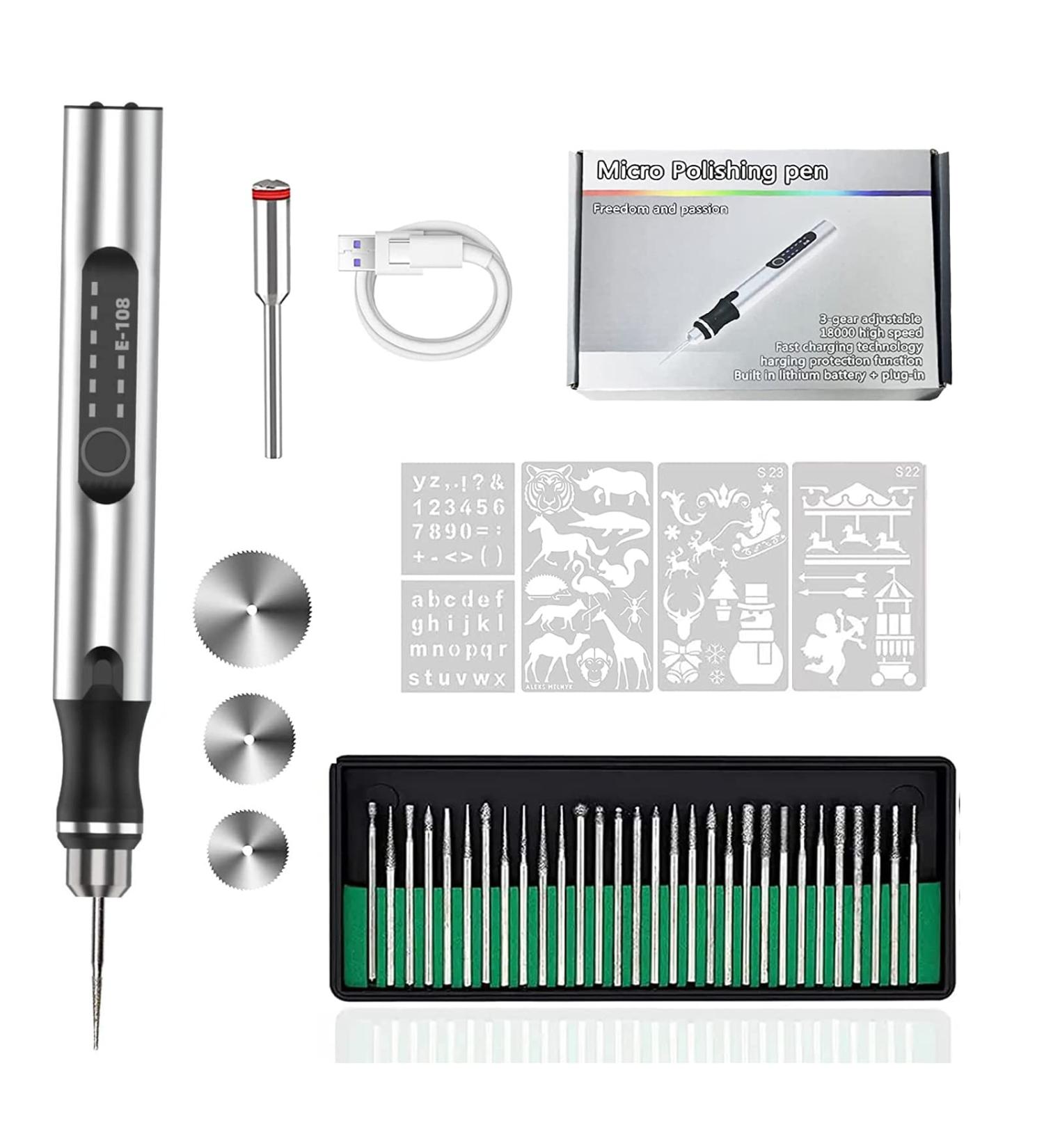 KugobarNe Engraving Pen with 33 Bits - USB Rechargeable Mini Engraver Tool for Jewelry, Glass, Wood, Metal - Portable DIY Electric Engraving Pen - Buy Online on GoSupps.com