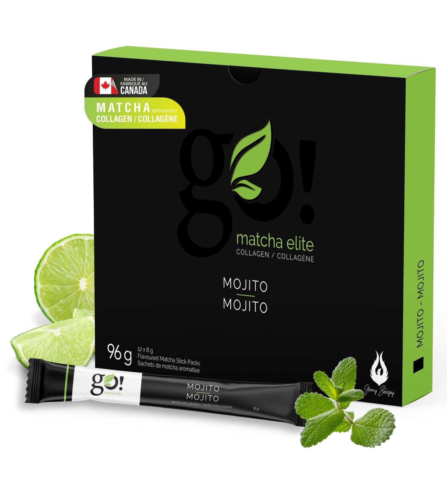 Jimmy Sevigny GoMatcha Matcha & Collagen Powder Sticks (12x8g) - Mojito Easy Tasty & Nourishing. The Gift of Glow for the Holidays - Buy Online on GoSupps.com