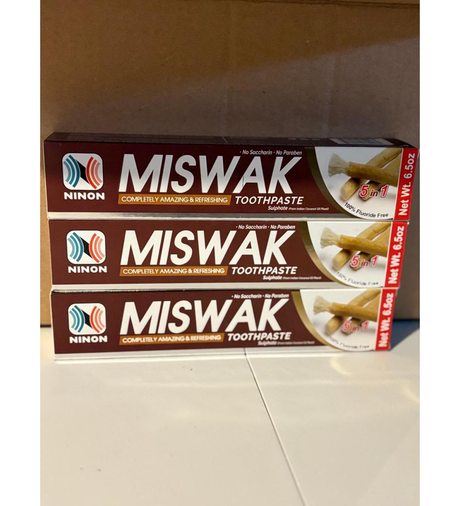Miswak Toothpaste (6.5oz)- 3 Pack- 5in1 Made with Moringa Cinnamon Miswak Extract Olive and Honey 100% Fluroride Saccharin and Paraben Free - Buy Online on GoSupps.com