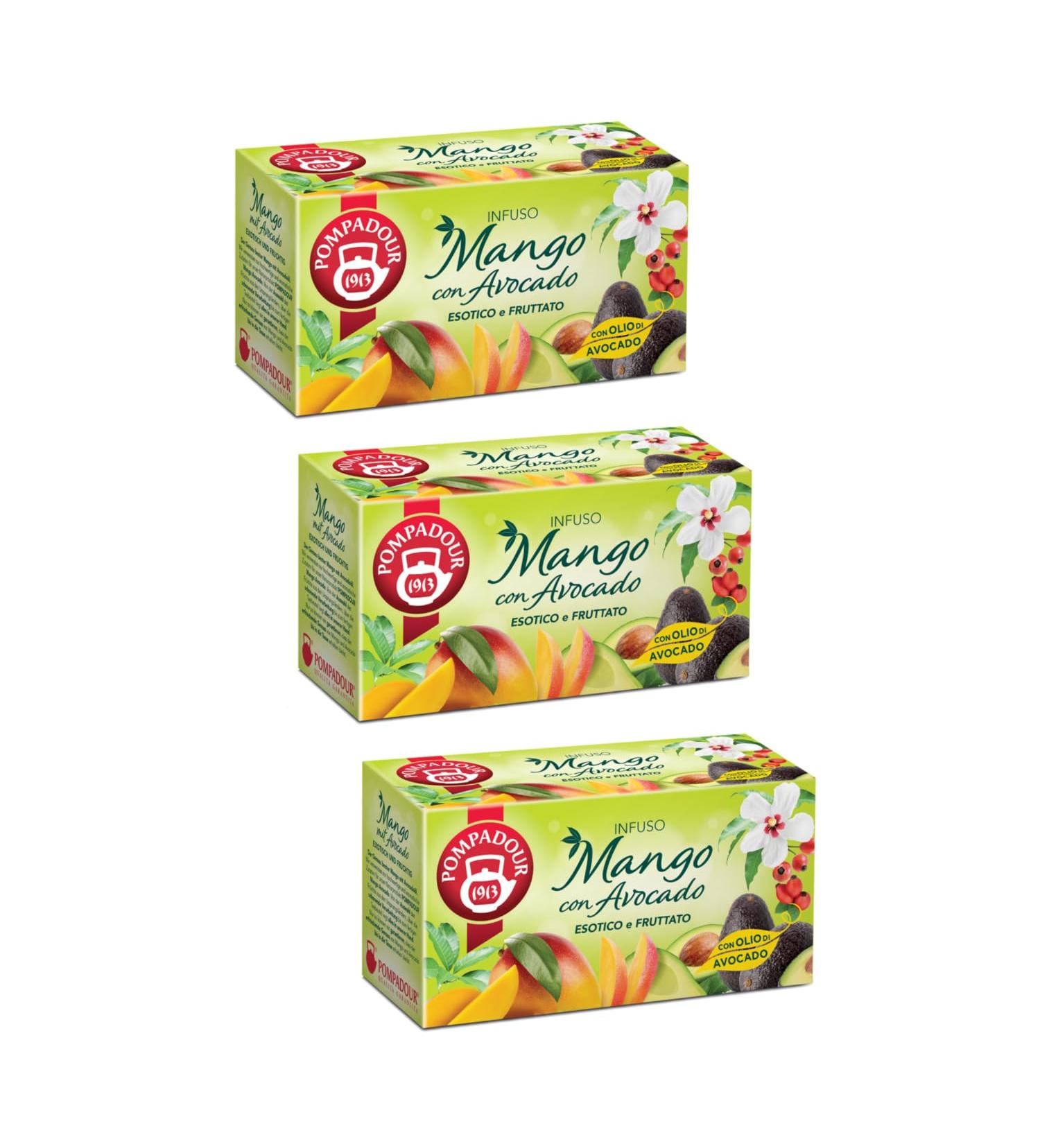  Pompadour Pompadour | Mix Mango Fruits and Avocado Oil | Apple Infusion Avocado Oil White Hibiscus - 3 x 20 Filters (150 Gr) | Herbal Tea - Buy Online on GoSupps.com