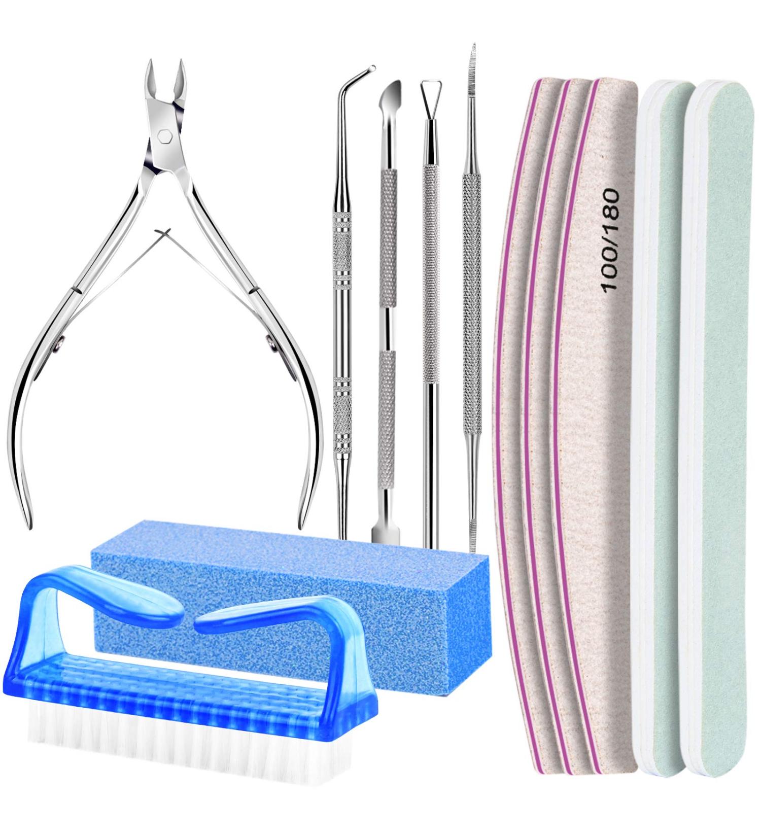Fandamei Gel Nail Files & Nail Care Set - 100/180 Grit Buffers Tongs & Shaver for Manicure & Pedicure - Z-Blue | Premium International Shipping - Buy Online on GoSupps.com