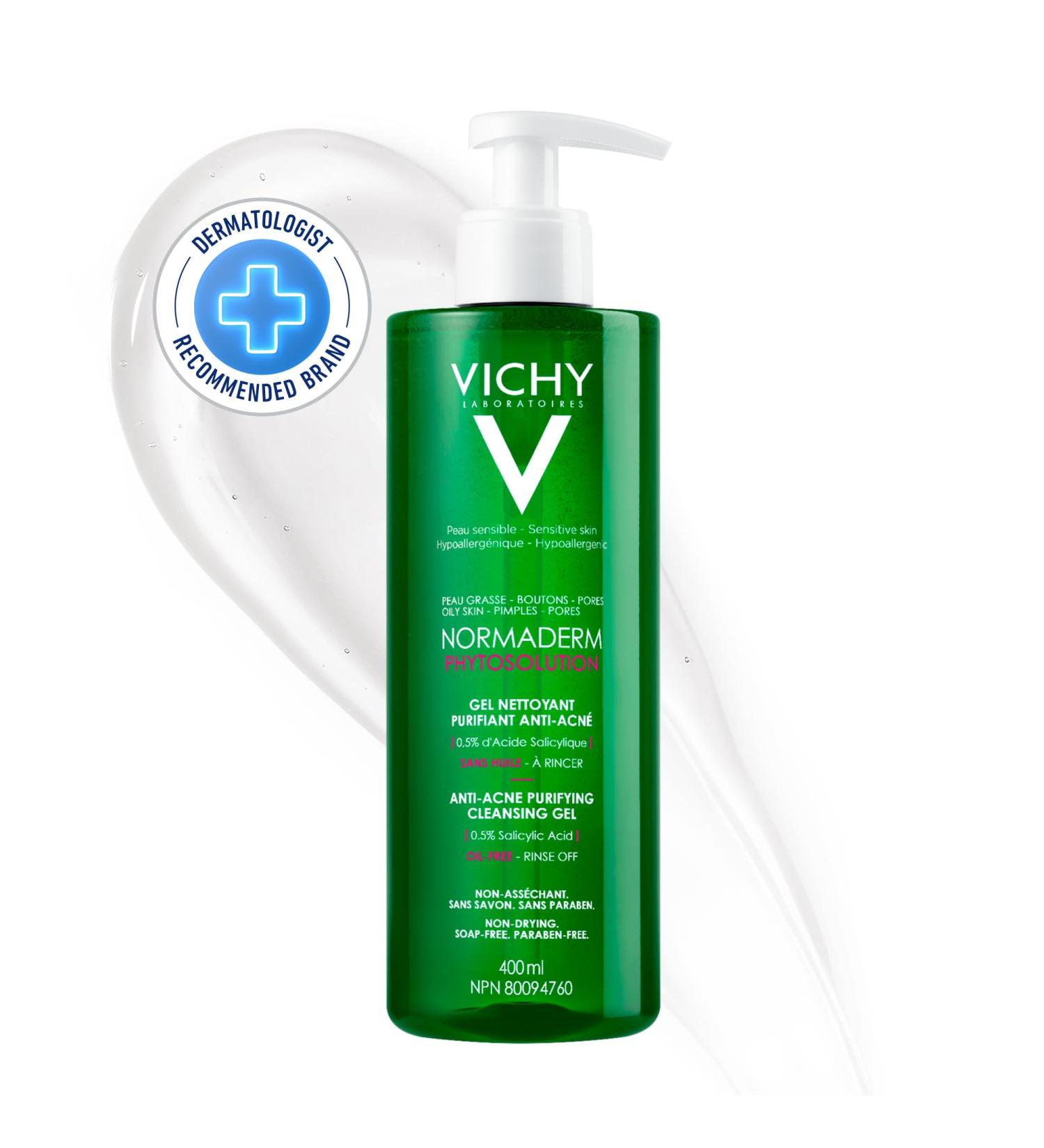 Vichy Anti-Acne Facial Cleanser Normaderm Purifying Cleansing Gel for Acne-Prone Skin with Salicylic Acid Oil-free and Soap-Free Non-Comedogenic Hypoallergenic Dermatologist Recommended Paraben-Free 400mL - Buy Online on GoSupps.com