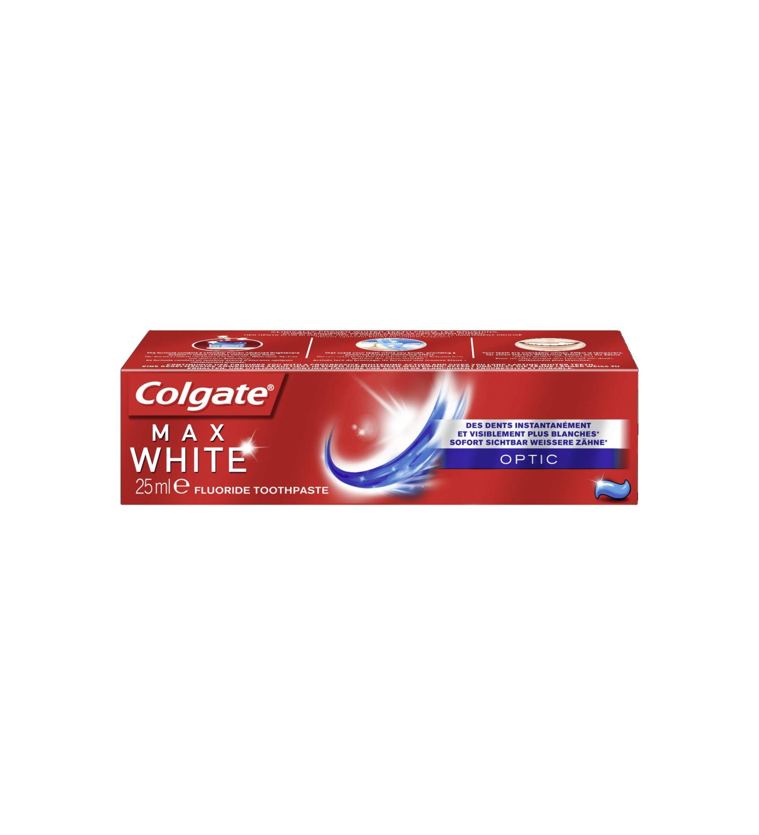 Colgate Max White Optic Toothpaste - Trial & Travel Size (3 x 25ml) | Pack of 3 - Brighten Your Smile Anywhere! - Buy Online on GoSupps.com
