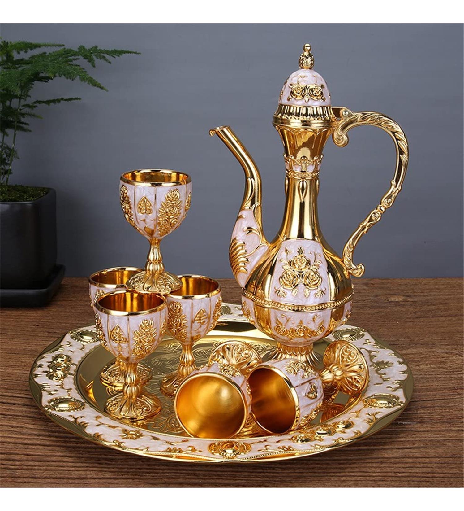 Wine Set Wine Decanter Pumpkin Style Hip Flask A Cup of Wine Home Bar Metal Drinking Bottle Wine Cup Set White Wine (Color : B) - Buy Online on GoSupps.com