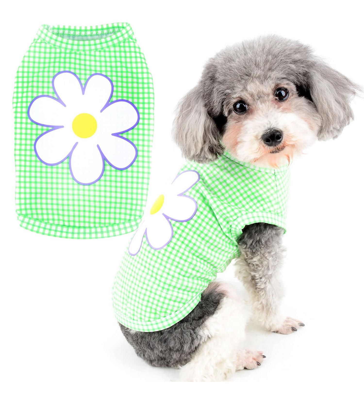 Zunea Dog Shirts for Small Dogs Soft Cotton Summer T-Shirts Plaid Flower Puppy Vest Clothes Breathable Basic Shirt Pet Girl Boy Cool Tank Top Chihuahua Yorkshire Terrier Apparel Green M M green - Buy Online on GoSupps.com