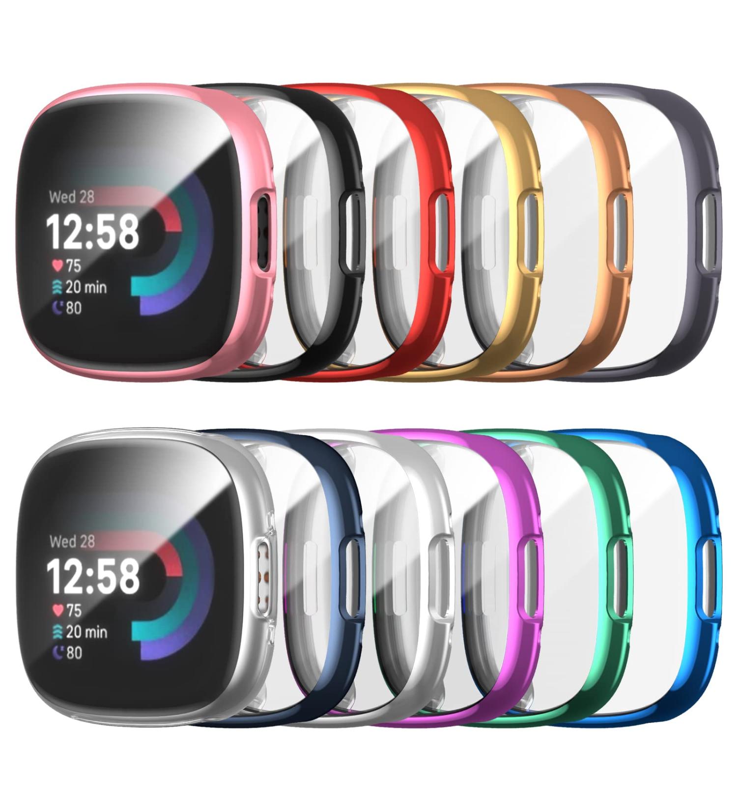 12 Pack Case for Fitbit Versa 4/Sense 2 with Screen Protector - Ultra-Thin, Scratch Resistant Cover for Slim Fit Plated Bumper - Haojavo Accessories - Buy Online on GoSupps.com