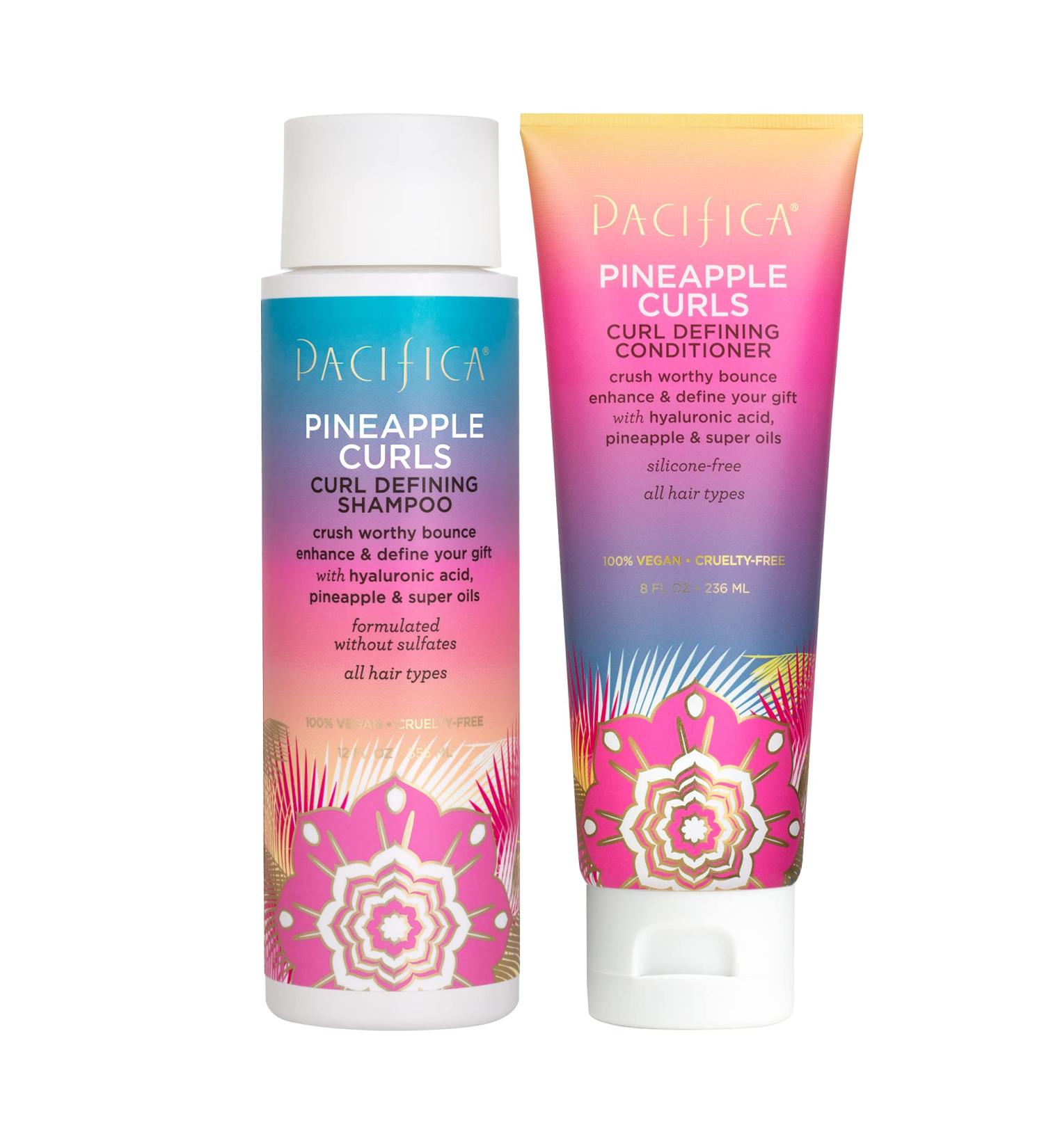 Pacifica Beauty Pineapple Curls Defining Shampoo & Conditioner Set for Curly Hair | Hyaluronic Acid | Vegan & Cruelty-Free | 2 Piece Pack - Buy Online on GoSupps.com