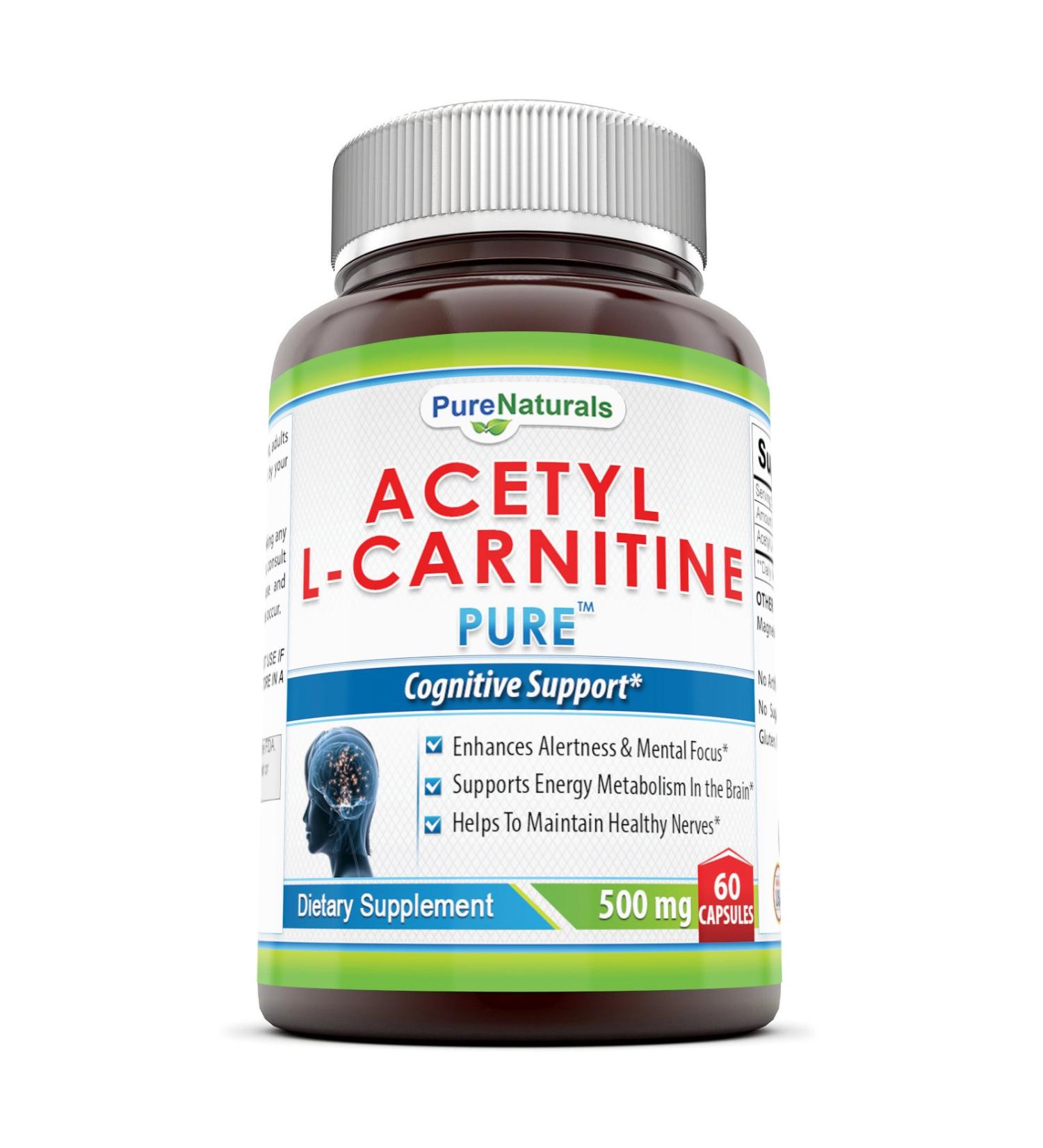 Pure Naturals Acetyl L-Carnitine Capsules 500 mg 60 Count - Buy Online on GoSupps.com