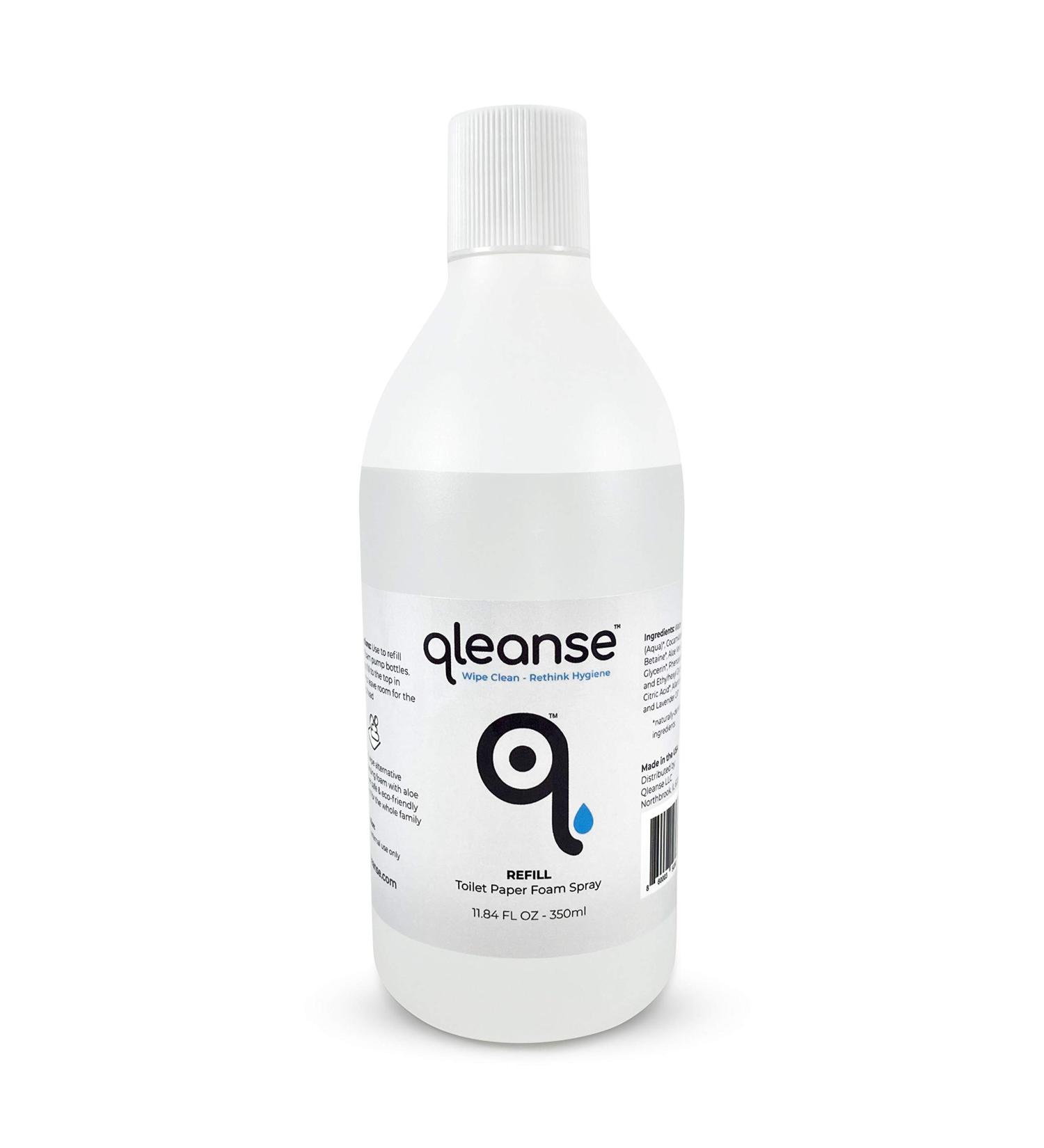 Qleanse Toilet Paper Foam Spray (Refill Bottle) Wet-Wipe Alternative - 100% Flushable