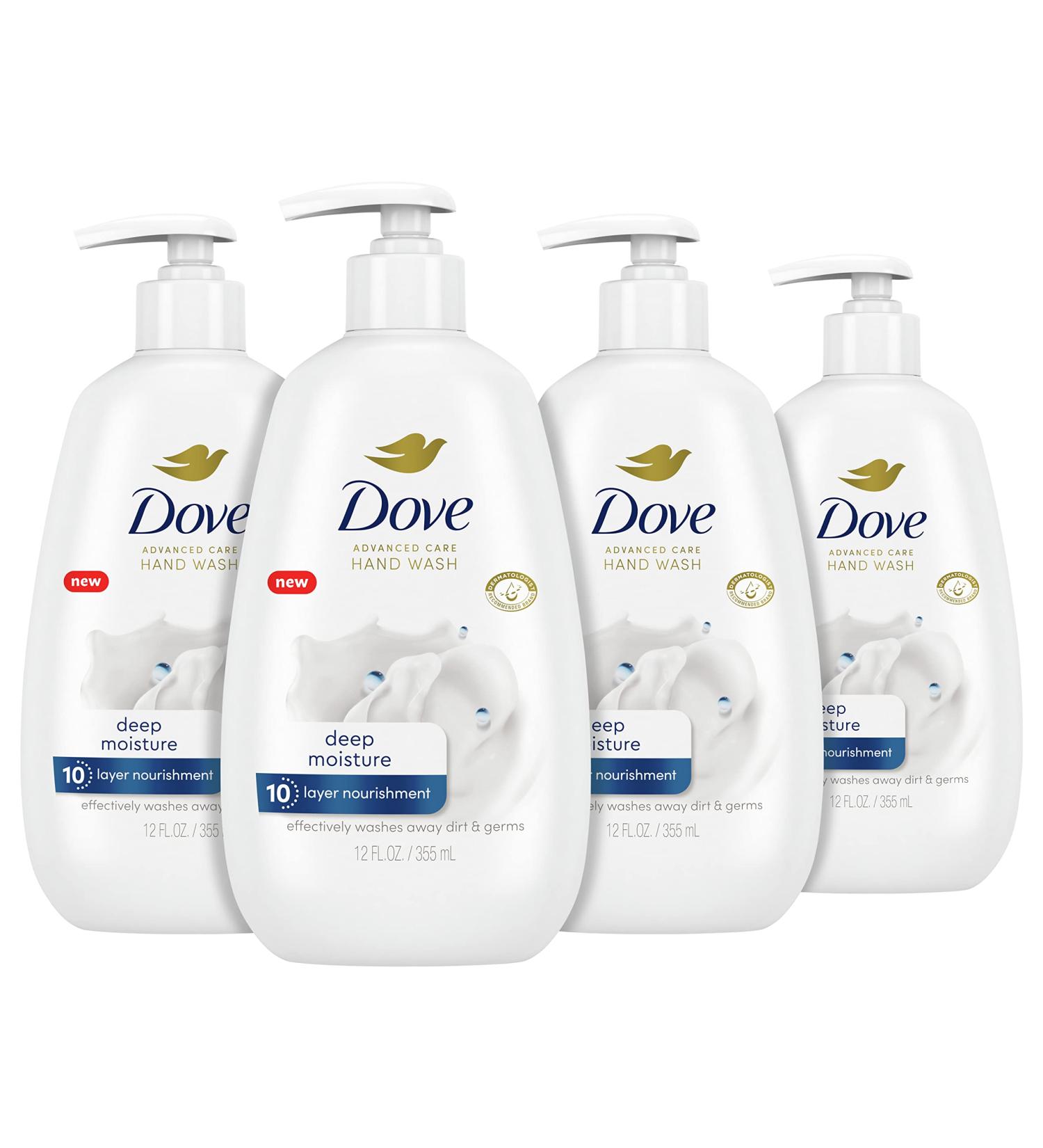 Dove Advanced Care Hand Wash Deep Moisture 4 Count - 12 oz - Buy Online on GoSupps.com