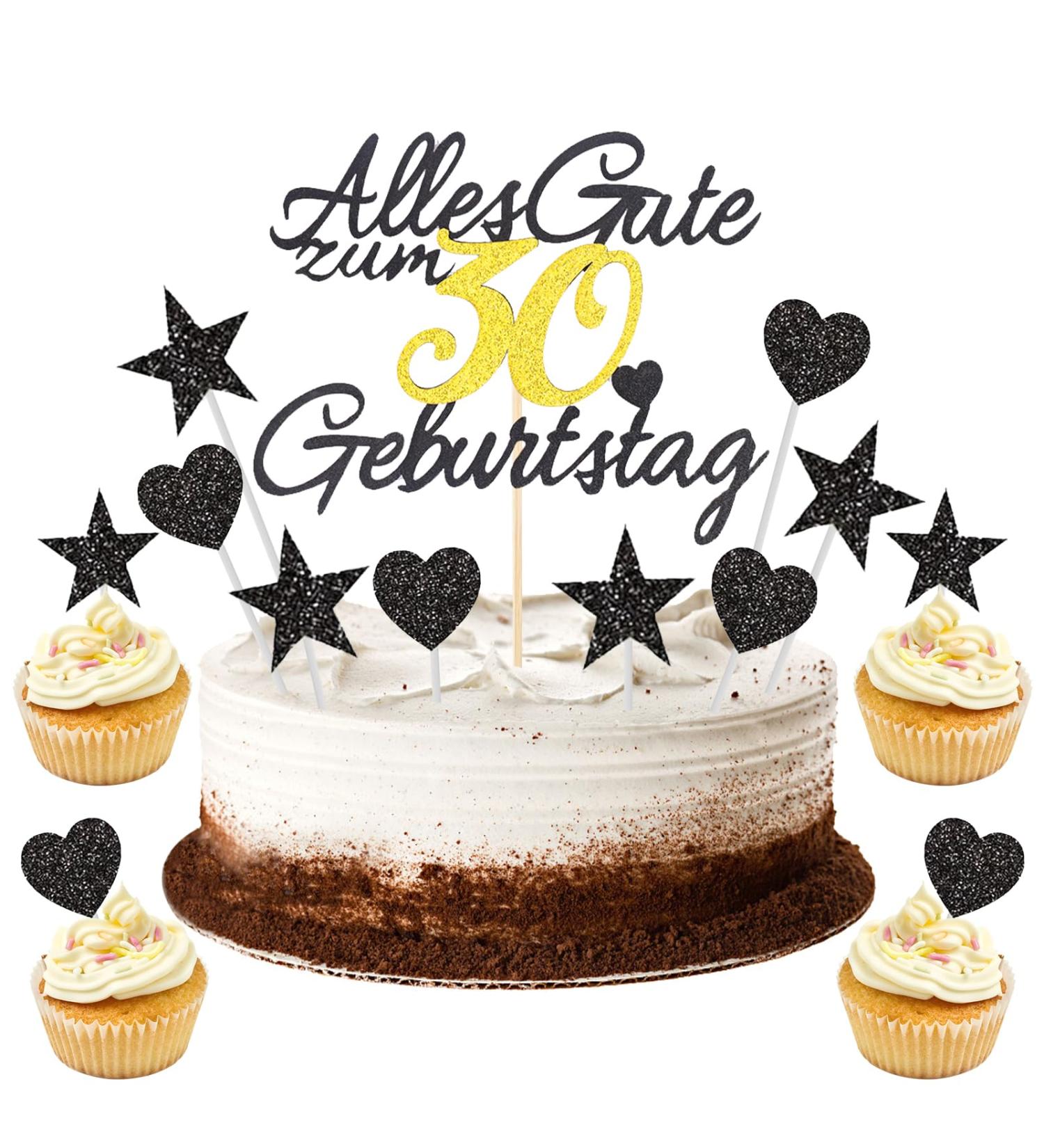 30th Birthday Cake Decoration Set - 11 Gold Rock Pieces | Perfect for Men & Women | Happy 30th Birthday Cake Topper - Buy Online on GoSupps.com