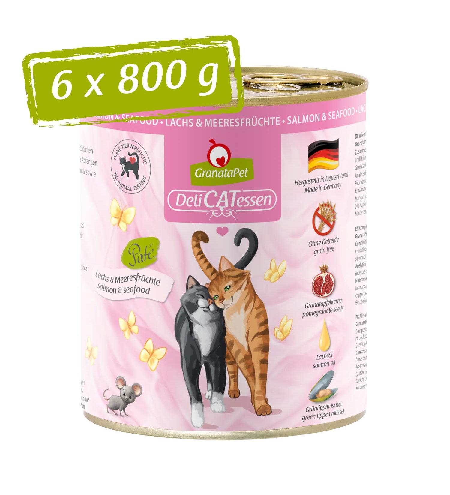 Granatapet Delicatessen Salmon & Seafood - Grain-Free Gourmet Cat Food (6 x 800g) - No Sugar Additives - Buy Online on GoSupps.com