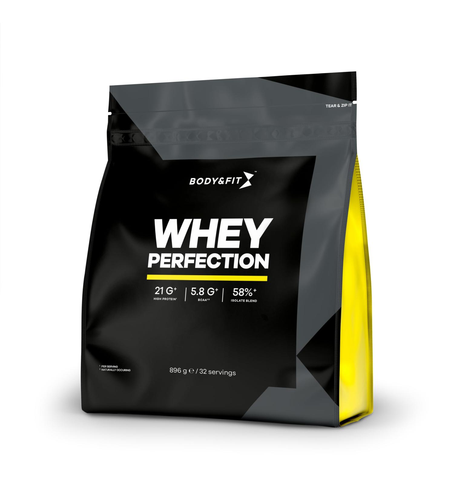 BodyFit Body & Fit Whey Perfection Whey Protein Muscle Building and Recovery Protein Powder with BCAA Amino Acids Cappuccino 896 grams 32 shakes - Buy Online on GoSupps.com