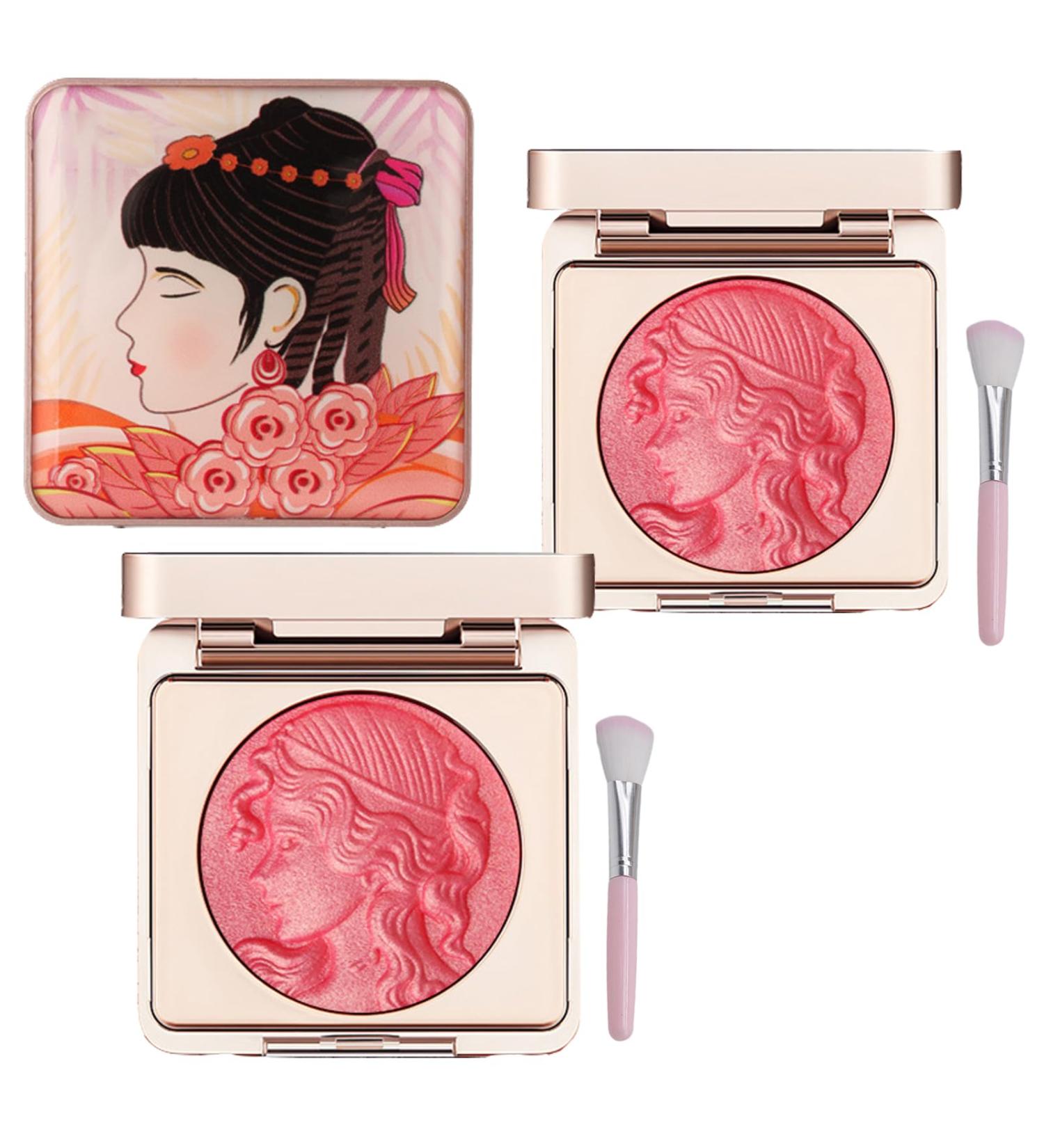 Embossed Smooth Powder Blush Palette For Cheeks Embossed Girl Blush For Cheeks Face Matte Blush Palette (Pink*2 6g) Pink*2 6 g (Pack of 1) - Buy Online on GoSupps.com