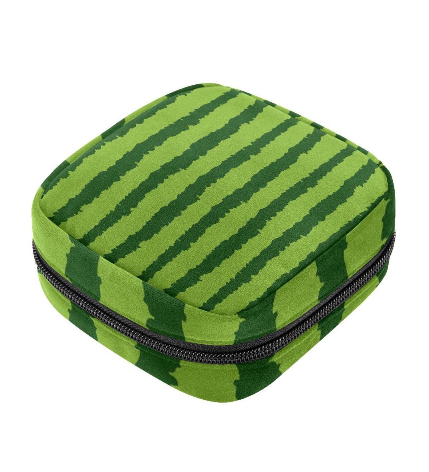 Portable Women's Napkin Storage Bag - Green Watermelon Pattern for Periods & Breastfeeding | Ideal for Teens & Girls - Buy Online on GoSupps.com