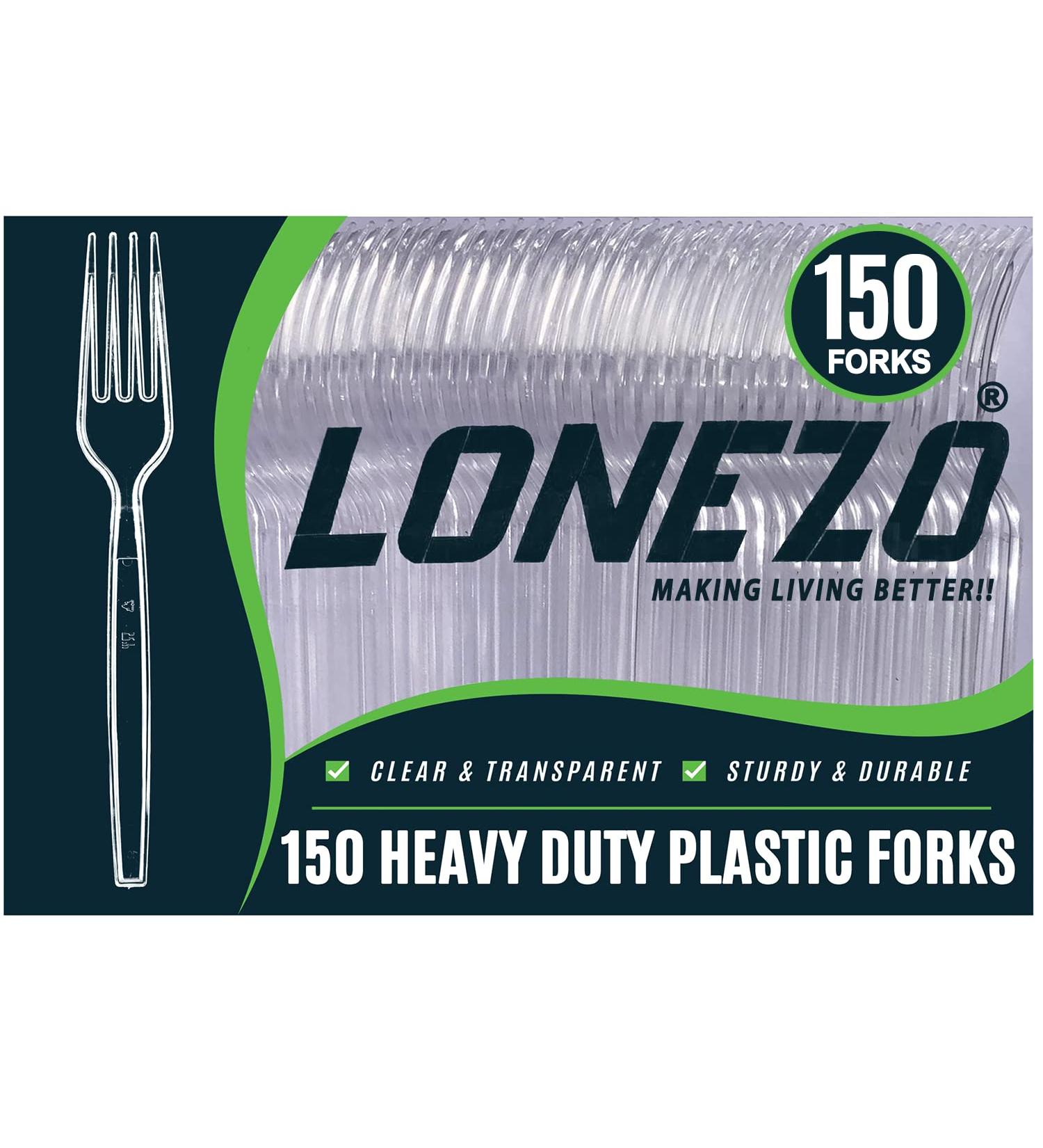 Lonezo 150 Count Heavy Duty Clear Plastic Forks - Disposable Utensils for Parties and Events - Buy Online on GoSupps.com