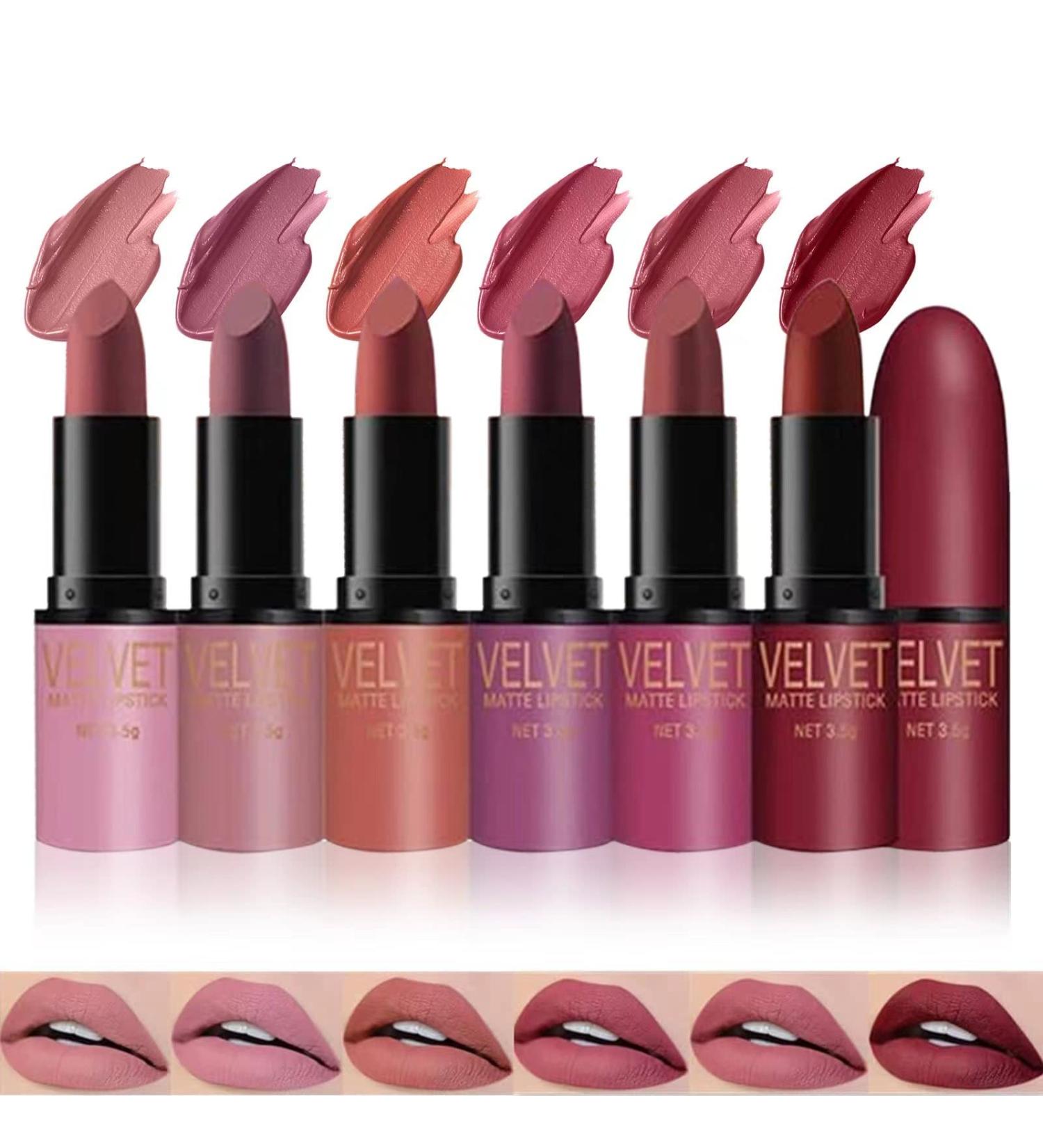 6 Colors Matte Lipstick Set | Velvet Nude Moisturizer Kit - Waterproof Durable & Non-Stick | Perfect Gift Set for All Occasions - Buy Online on GoSupps.com