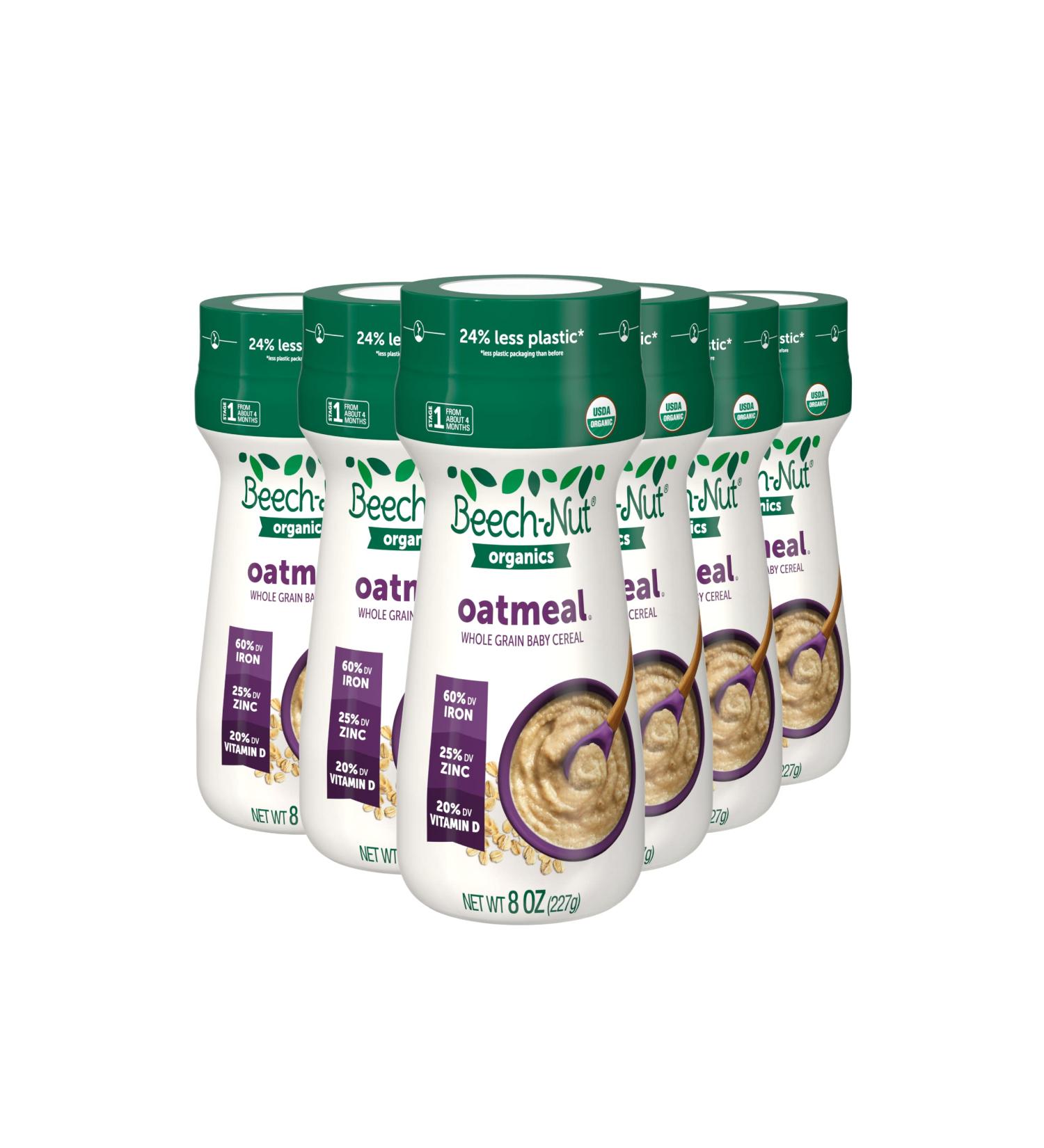Beech-Nut Organic Oatmeal Baby Cereal Stage 1 - 8 oz Canister (6 Pack) - Buy Online on GoSupps.com