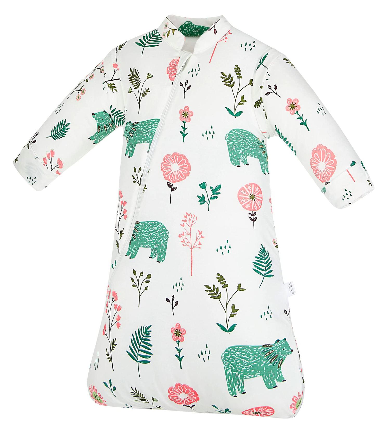 Winter Toddler Sleeping Bag 3.5 Tog Cotton | Infant Toddler Wearable Blanket 24-48M | Animal Bear Design | Detachable Long Sleeves - Buy Online on GoSupps.com
