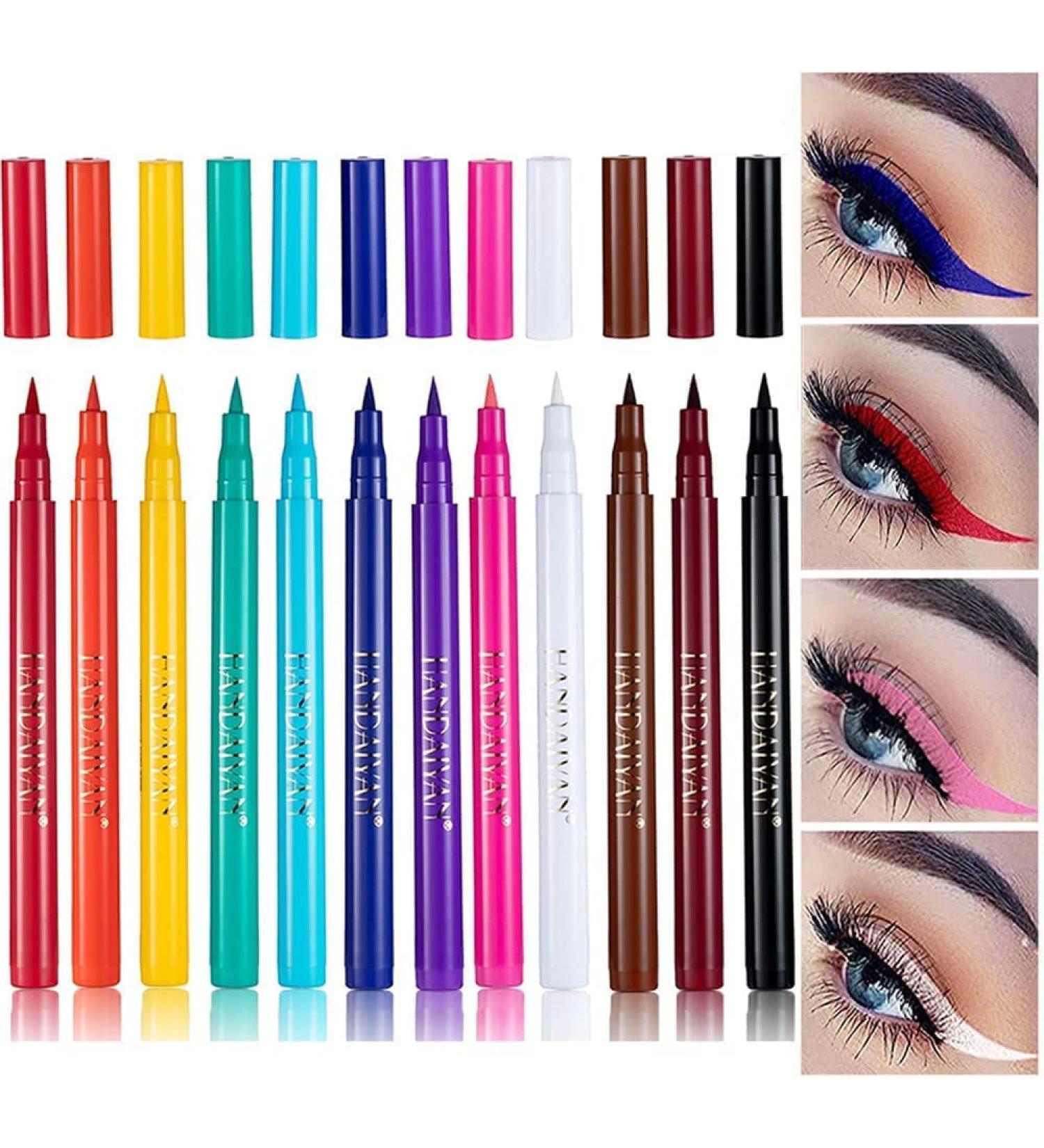 Beliky Girl 12 Colors Eyeliner Set Multicolor Waterproof Quick Dry Makeup Long Lasting Eyeliner Eyes Cosmetics Pen Colorful Matte Liquid Eyeliner Pencil - Buy Online on GoSupps.com