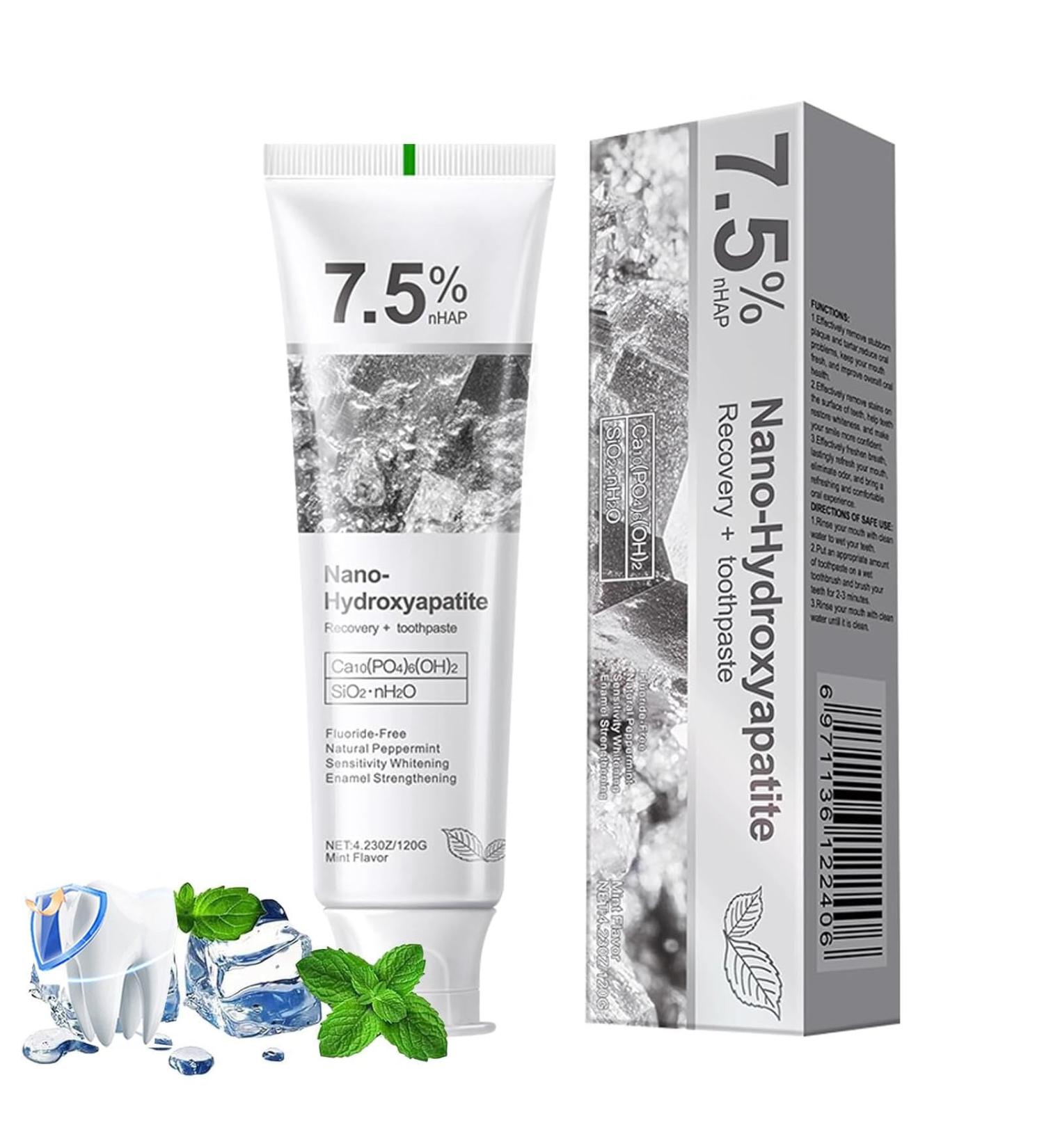 Nano-Hydroxyapatite Recovery Toothpaste 7.5 Gentle and Effective Formula Fluoride-Free Toothpaste for Sensitive Teeth Best Natural Peppermint Whitening Oral Care (1 Pack) Nature Mint 120 Fl Oz (Pack of 1) - Buy Online on GoSupps.com