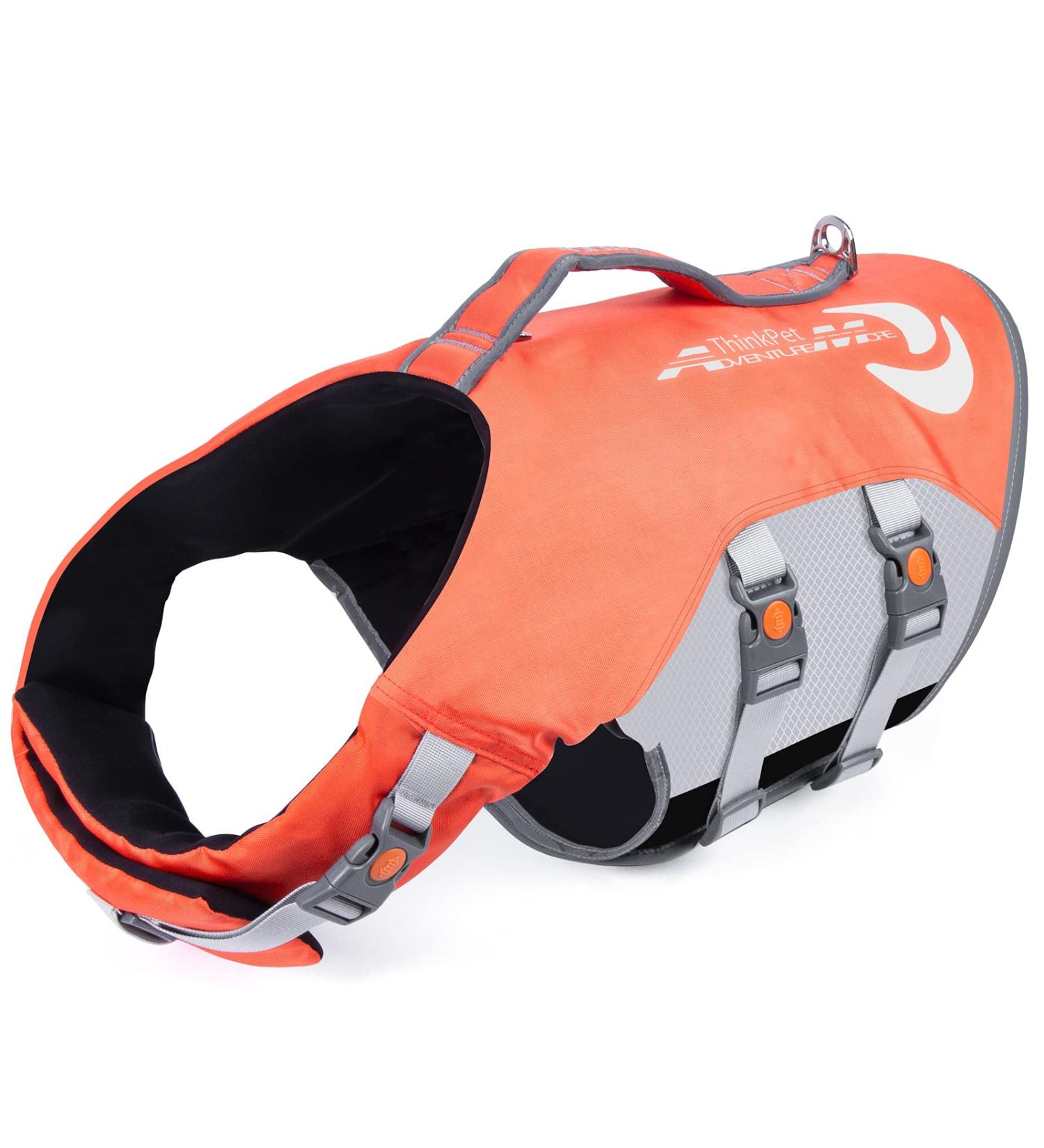 ThinkPet Dog Life Jacket - Adjustable Reflective Lifesaver for Safety & Buoyancy | Orange XXL - Buy Online on GoSupps.com