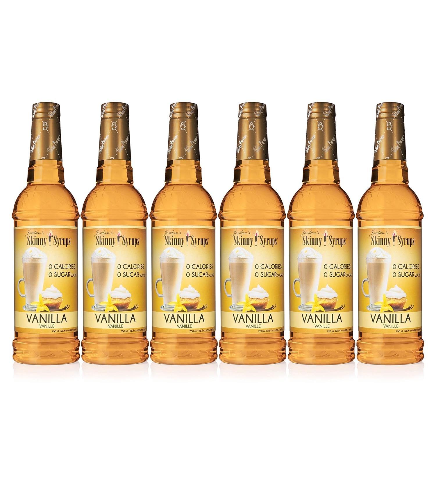 Jordan's Skinny Syrups Sugar-Free Coffee Syrup Vanilla Flavoring for Chai Latte Protein Shake Food - Zero Calorie Gluten-Free Keto Friendly - 750ml (25.4 Fl Oz) - Pack of 6 - Buy Online on GoSupps.com