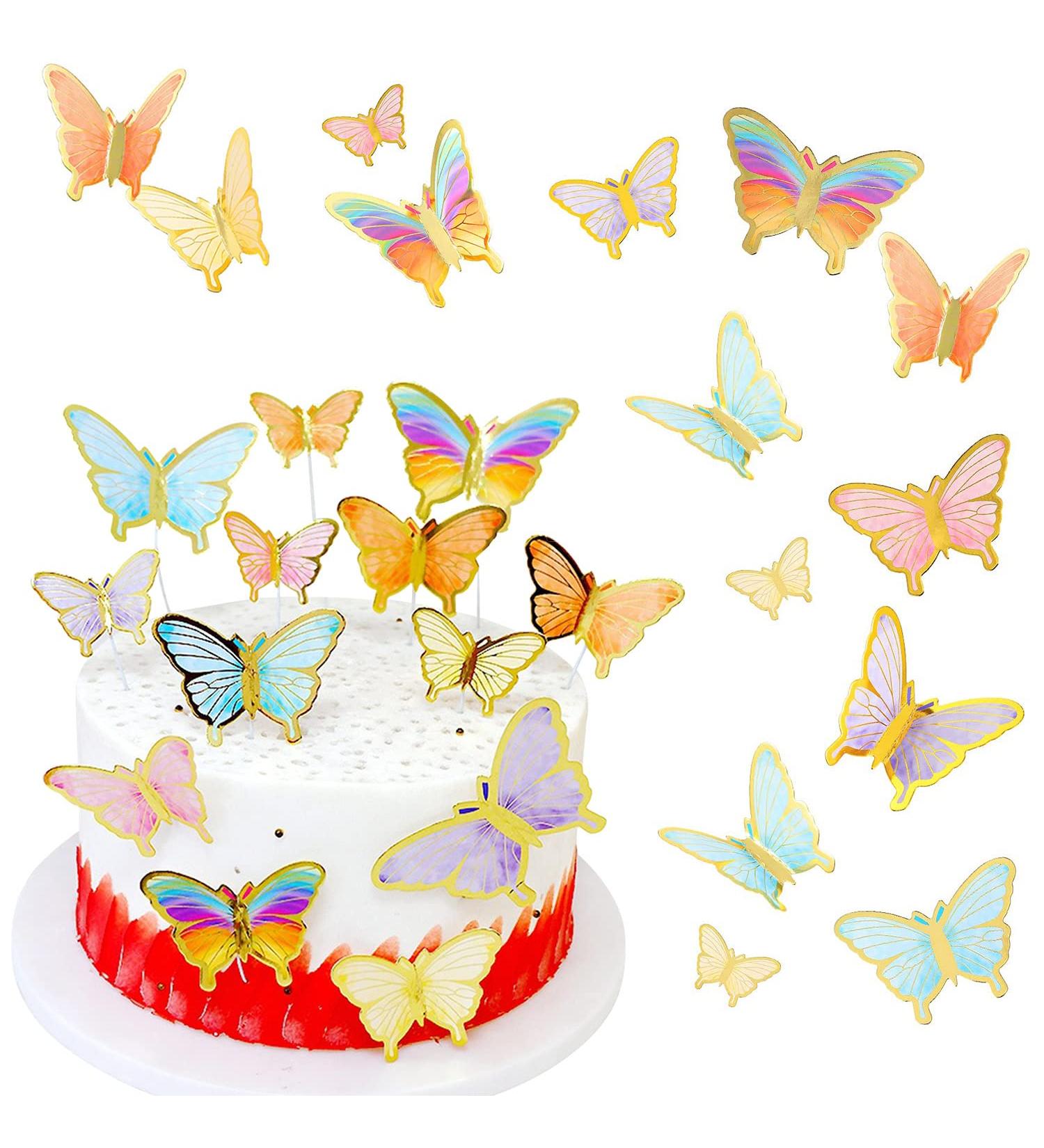 60Pcs Colorful Lively 3D Butterfly Cupcake Topper Cake Wall Butterflies Food Decorations Color Mixed Size for Decorating Baby Shower Girl's Birthday Butterfly Party Supplies - Buy Online on GoSupps.com