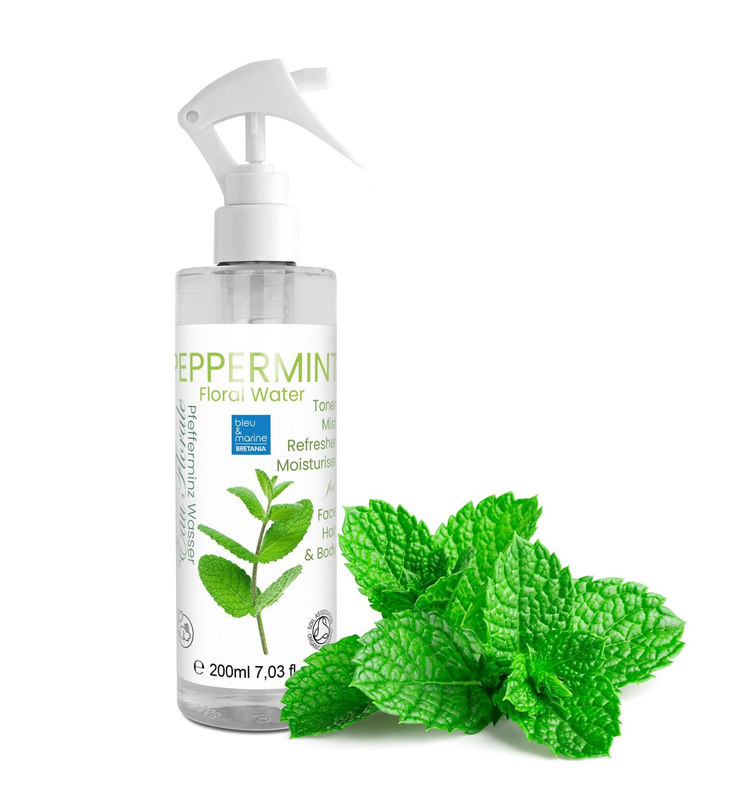 blue & navy Bretania - Organic Peppermint Floral Water 200ml | Toning & Decongestant | Ideal for Oily/Acne-Prone Skin | Sebum-Regulating and Tightens Pores Size: 200 ml - Buy Online on GoSupps.com
