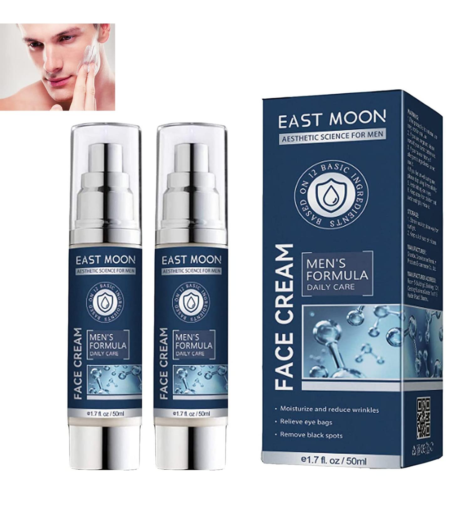 Men's 6-in-1 Face Moisturizer Cream for Eye Bags - Anti-Aging & Dark Spot Treatment - 2x50ml (2 Pack) - Buy Online on GoSupps.com