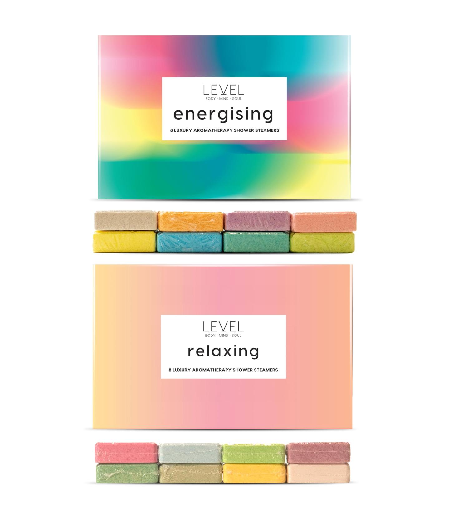 Level Body Mind Soul - Aromatherapy Shower Steamers Set - Energising + Relaxing - Birthday Gifts for Women - Shower Bombs with Multiple fragrances - Self Care Relaxation Energising and Relaxing - Buy Online on GoSupps.com